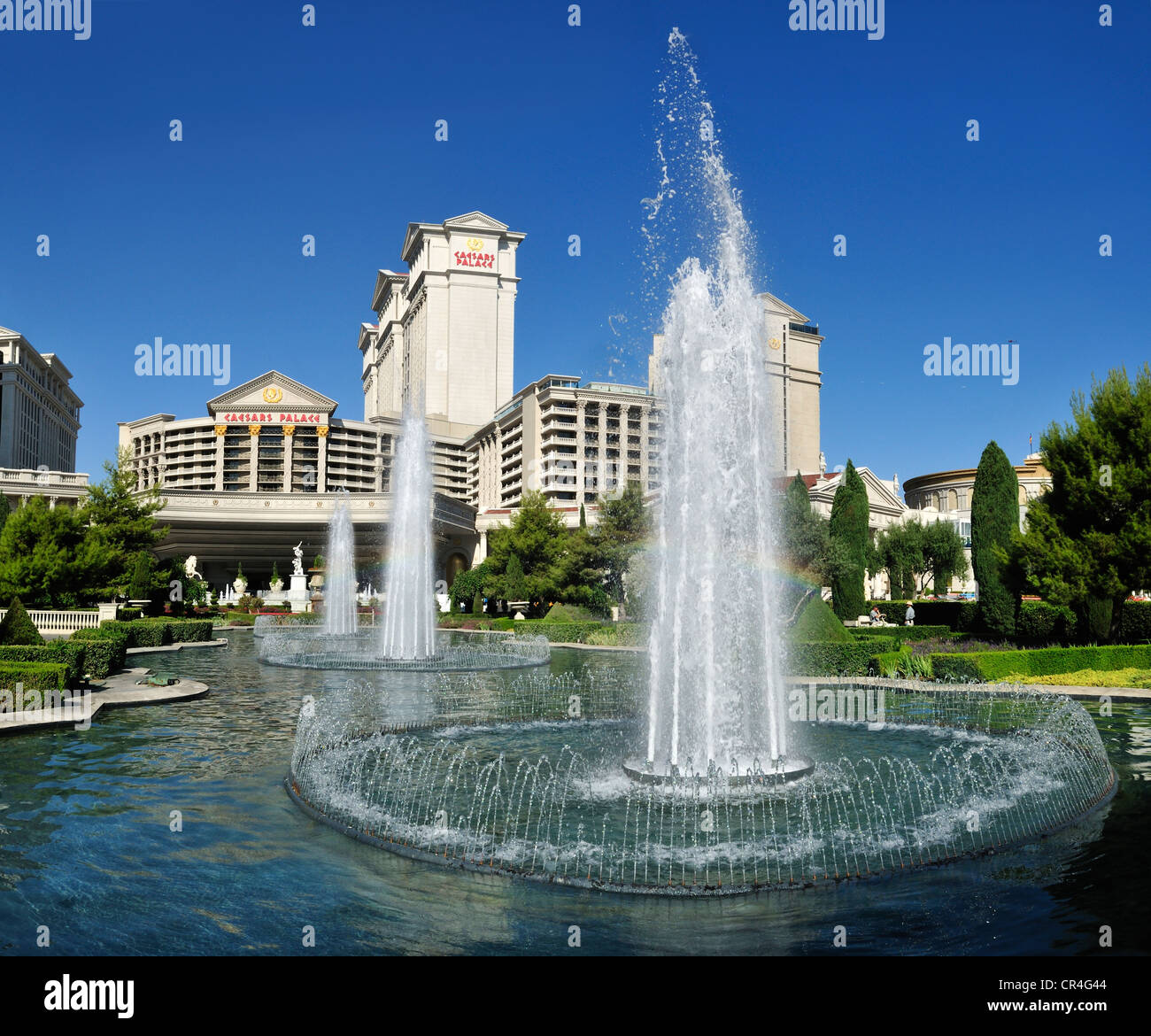 Fountain in front of Cesars Palace Hotel and Casino, Las Vegas, Nevada, USA, North America Stock Photo