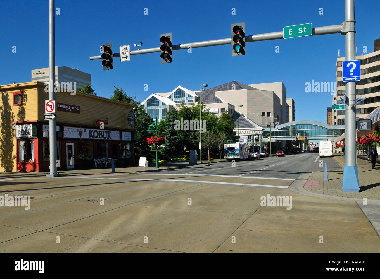 Streetscape at downtown Anchorage, Alaska, USA, North America Stock Photo