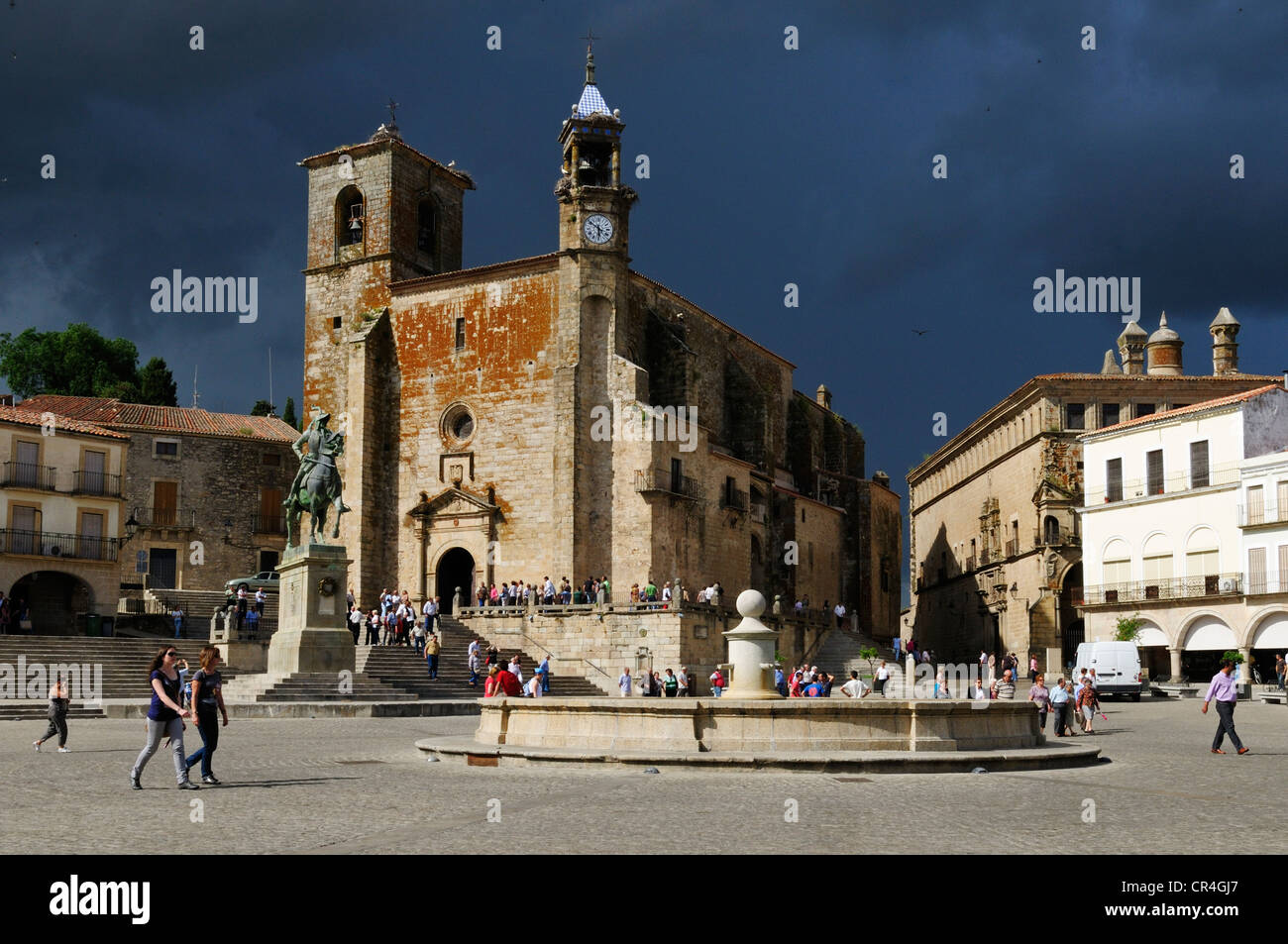 Plaza Mayor, city square with San Martin church, Trujillo, Extremadura, Spain, Europe Stock Photo
