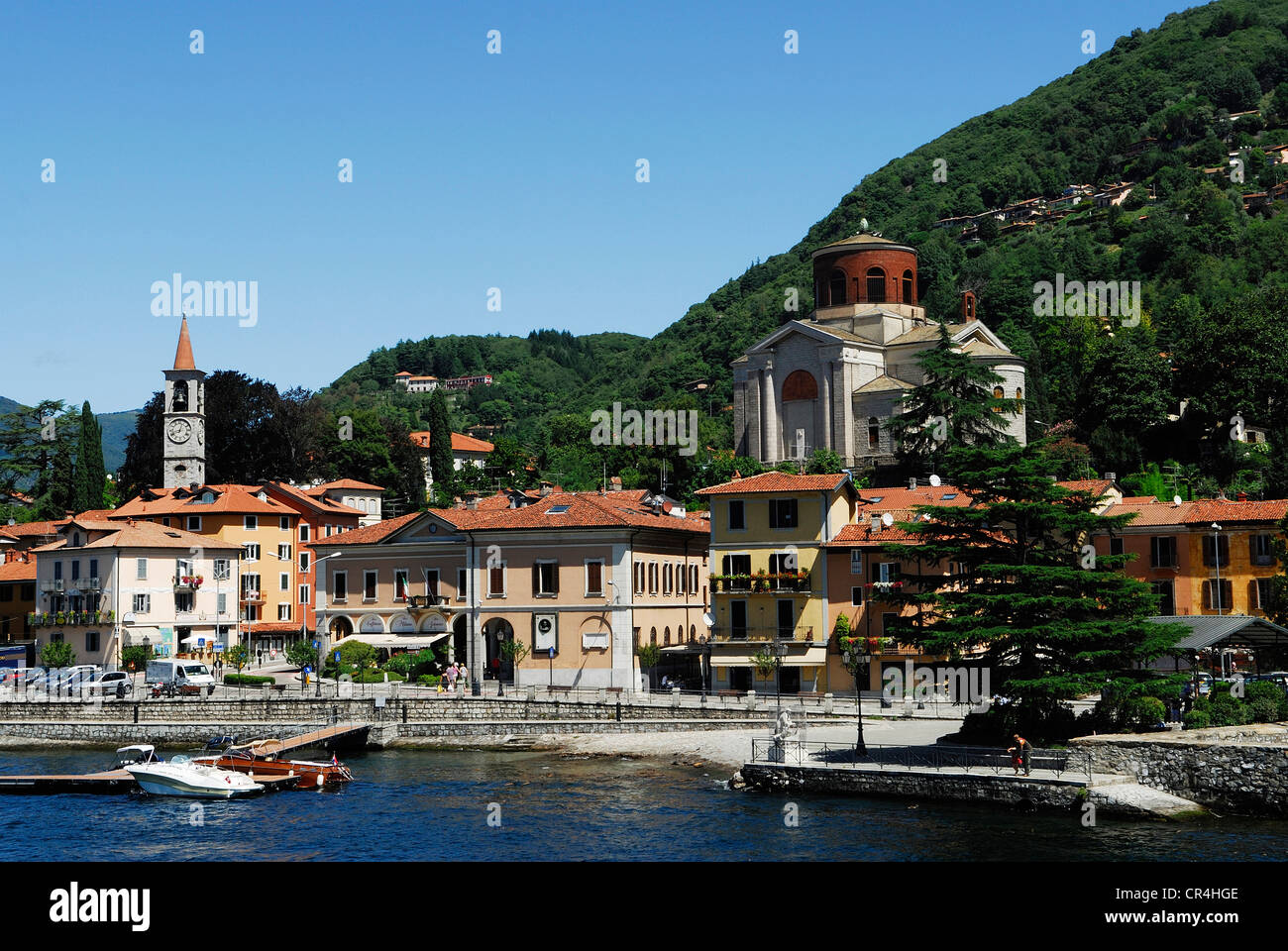 Italy, Lombardy, Lake Maggiore, Laveno Mombello and Sasso del Ferro Mountain Stock Photo