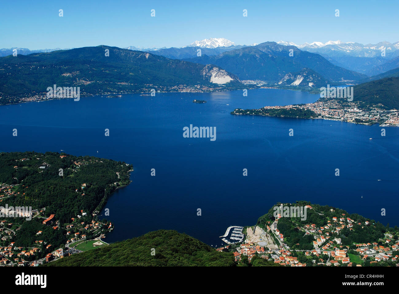 Italy, Lombardy, Lake Maggiore, Laveno Mombello, the lake seen from the top of Sasso del Ferro Mountain Stock Photo