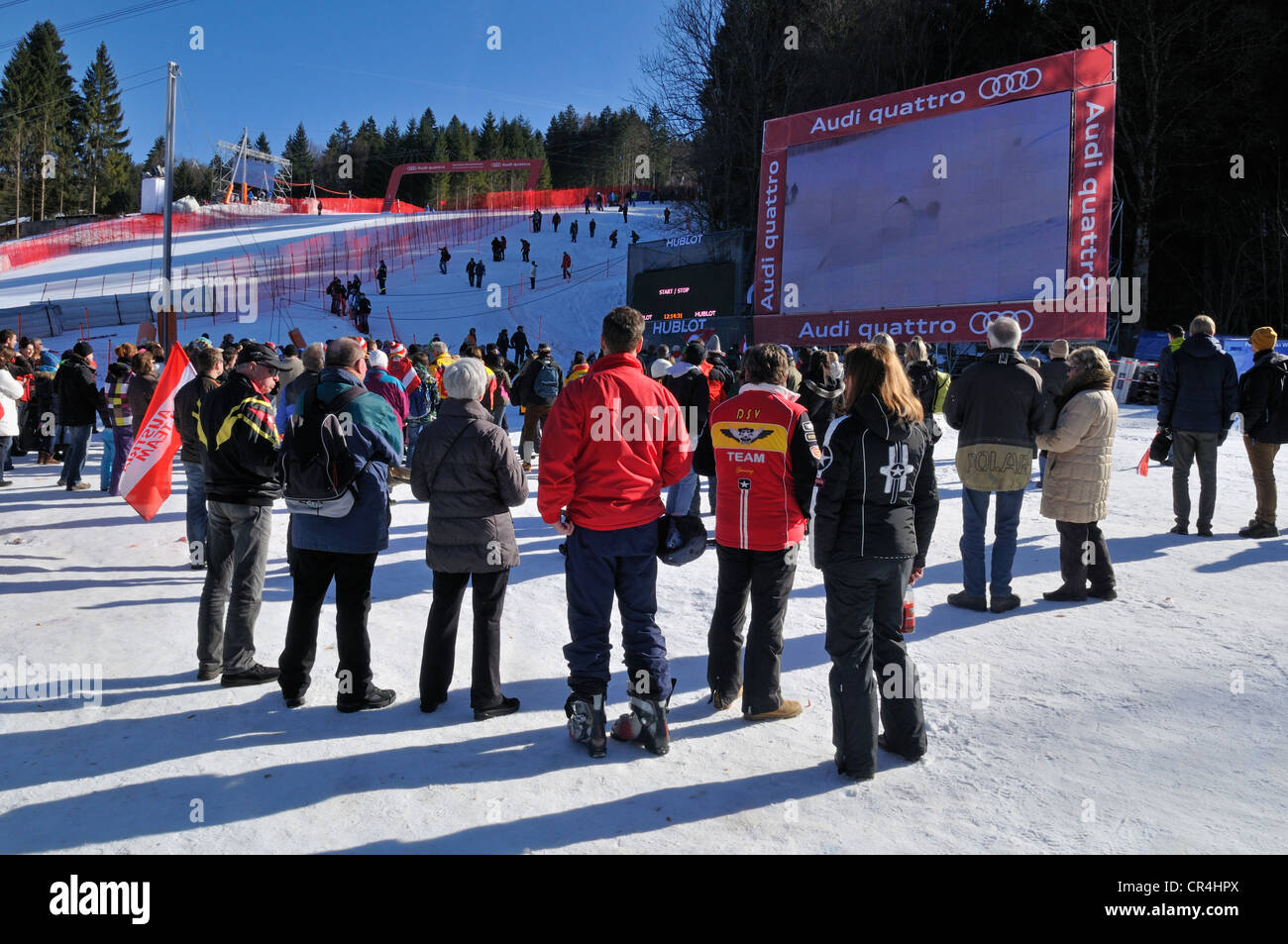 Alpine Ski World Cup in 2011, spectators, Super-G, Men, Garmisch-Partenkirchen, Bavaria, Germany, Europe Stock Photo
