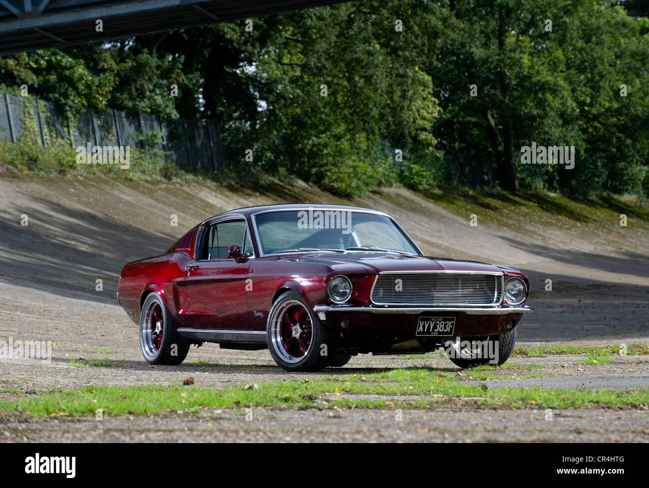 60s Ford Mustang fastback Eleanor style shot on Brooklands banking Stock Photo