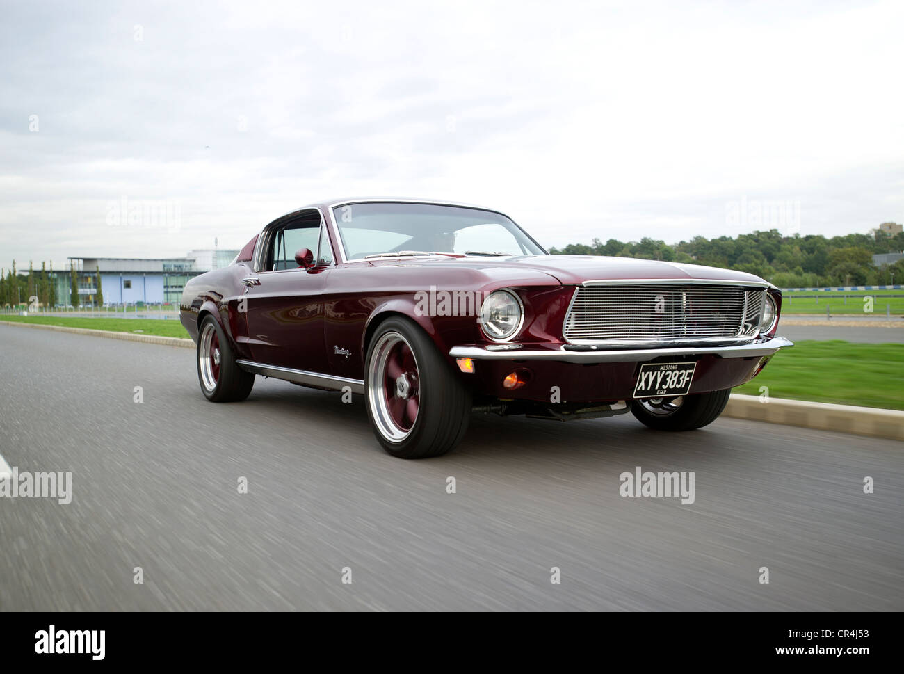 60s Ford Mustang fastback Eleanor style shot on Brooklands banking Stock Photo