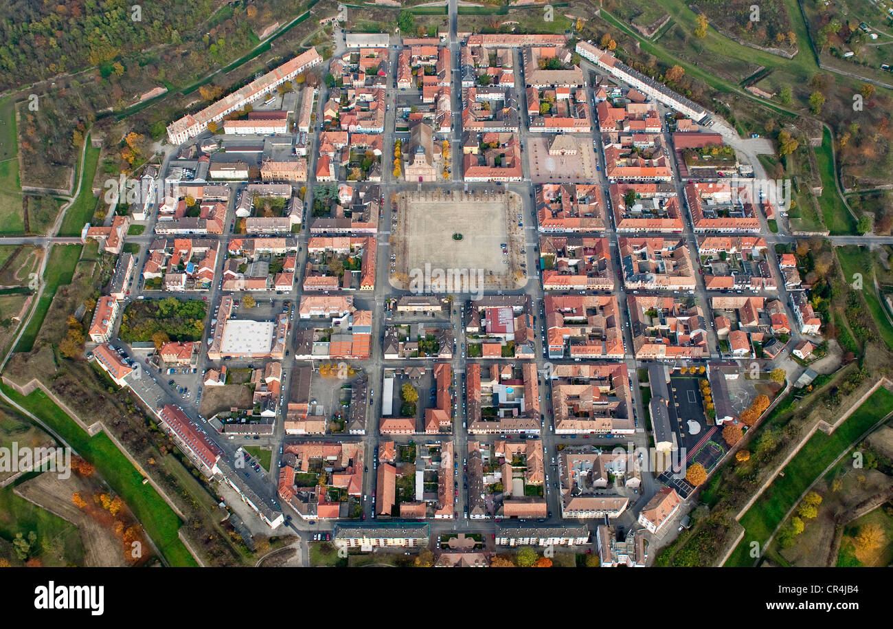 France, Haut Rhin, Neuf Brisach, fortified by Vauban, UNESCO World Heritage (aerial view) Stock Photo