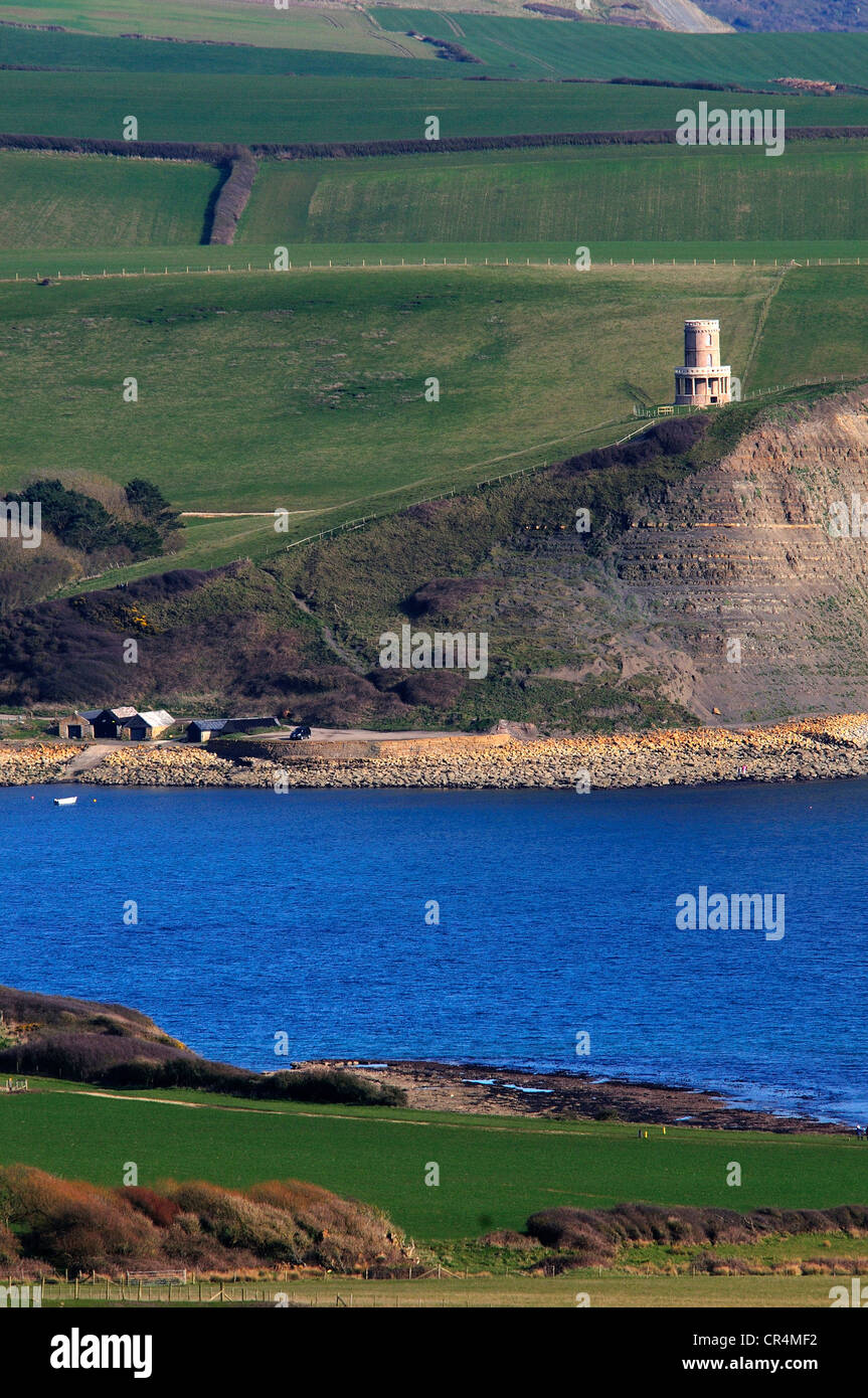 A view of the Clavel Tower at Kimmeridge on the east Dorset coast UK Stock Photo