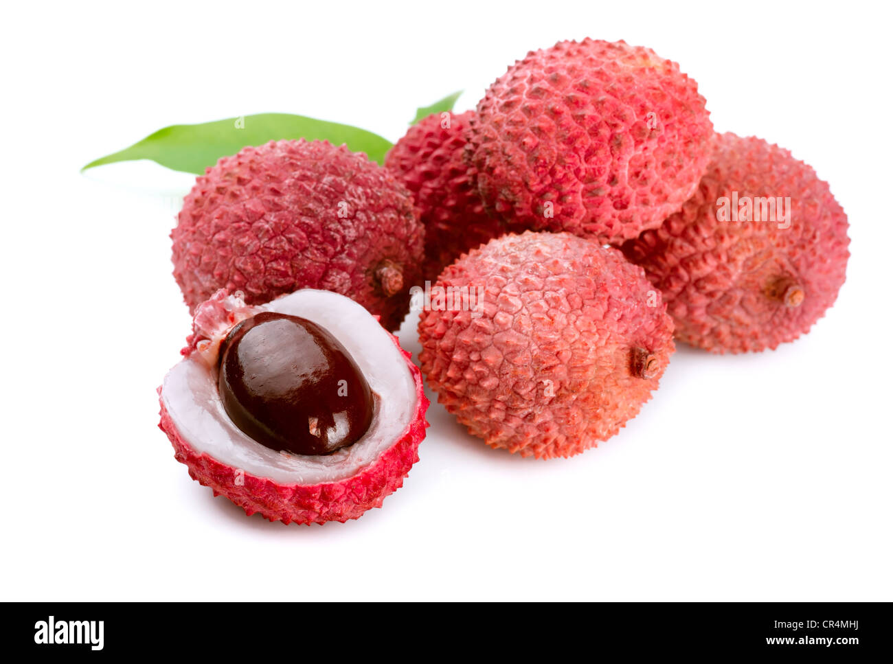 Fresh lychees (Litchi chinensis) isolated on white Stock Photo