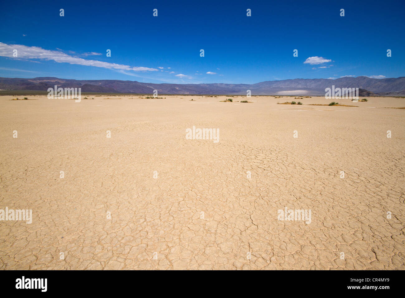 Cracked mud in a dried lake bed in Death Valley National Park in California, USA Stock Photo