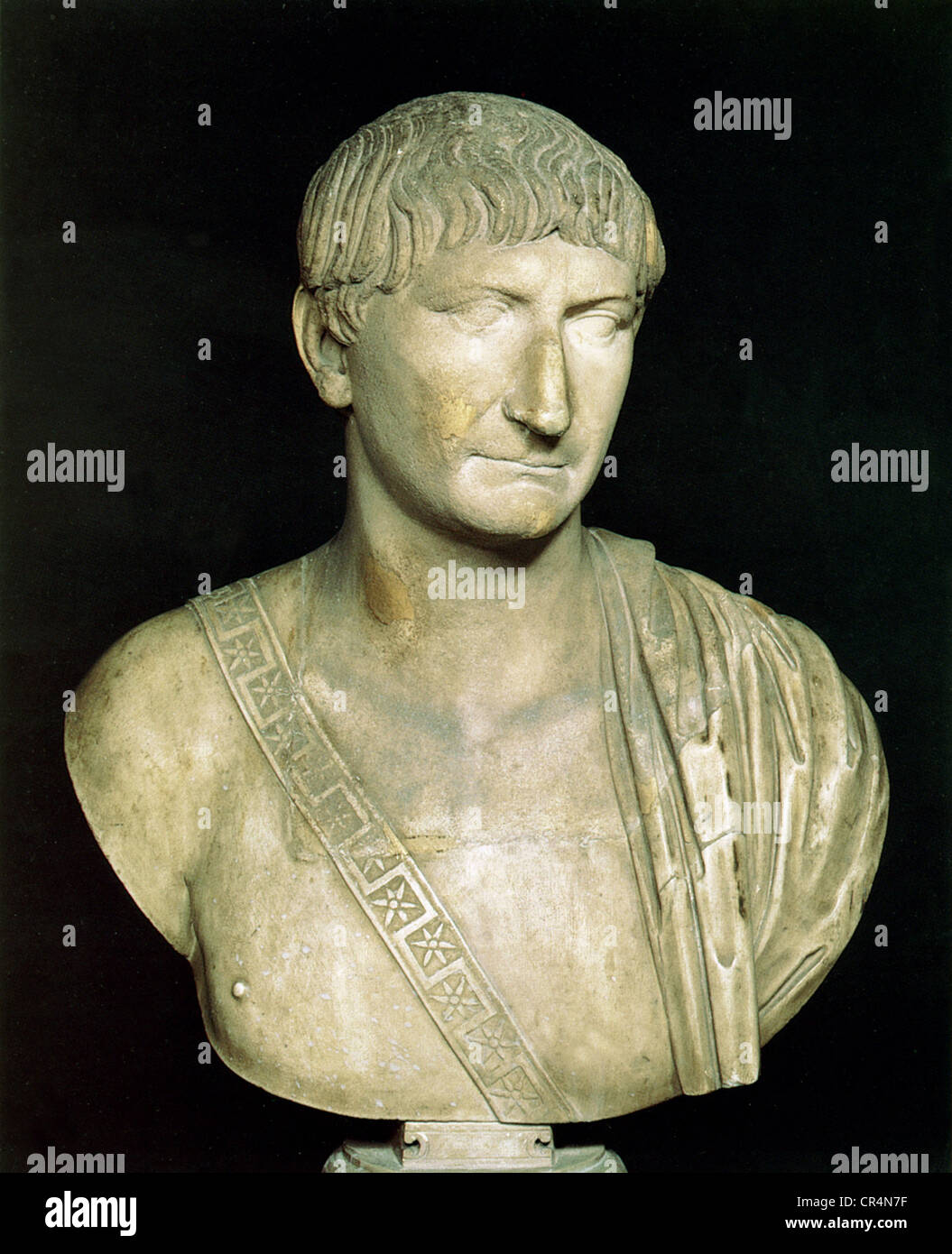 Trajan (Marcus Ulpius Traianus), 18.9.53 - 8.8.117, Roman Emperor 27.1.98 - 8,8117, portrait, bust, marble, 2nd century, Museo Capitolino, Rome, , Stock Photo