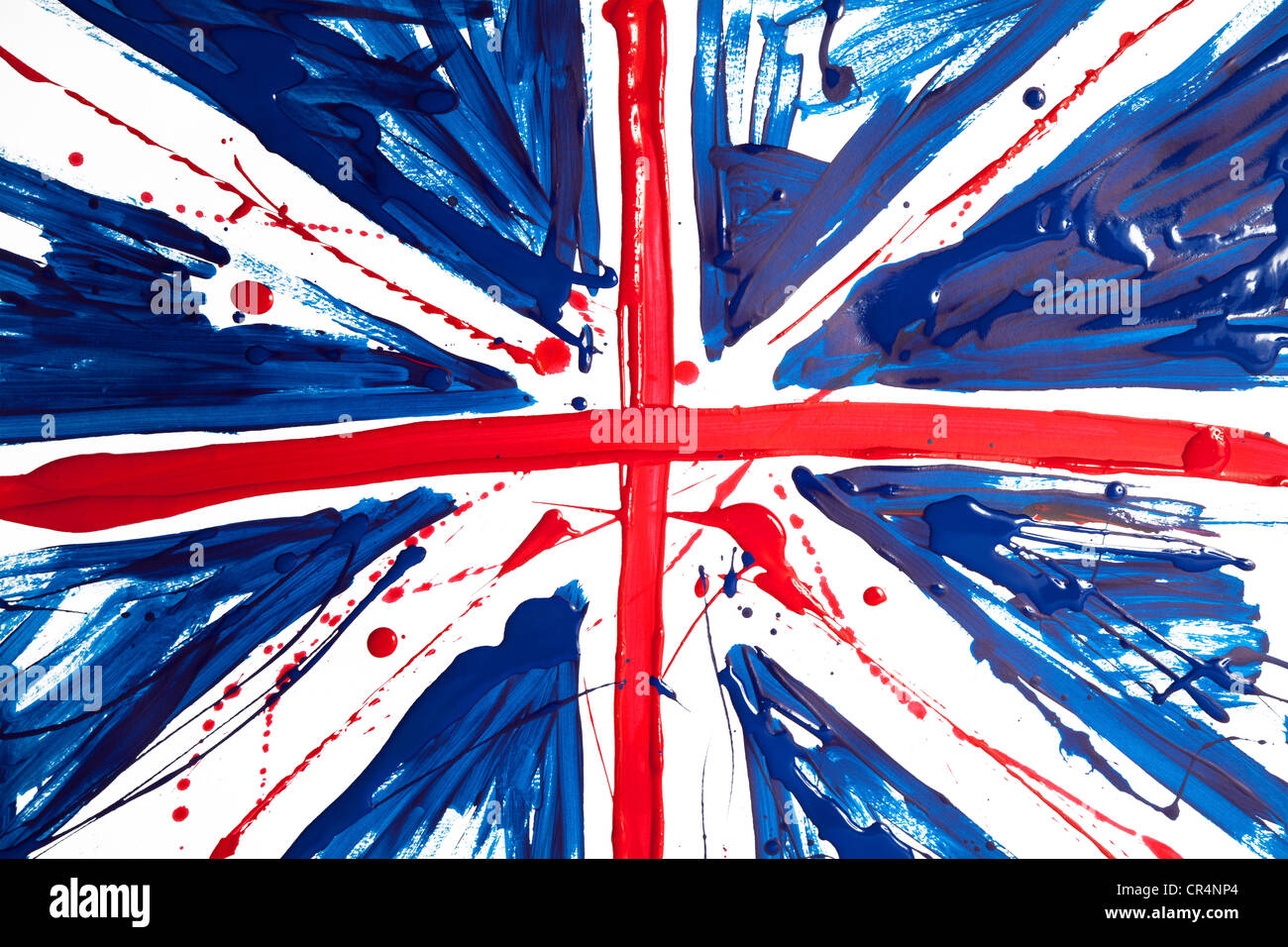 Wild Splattered rendition of Union Jack Stock Photo