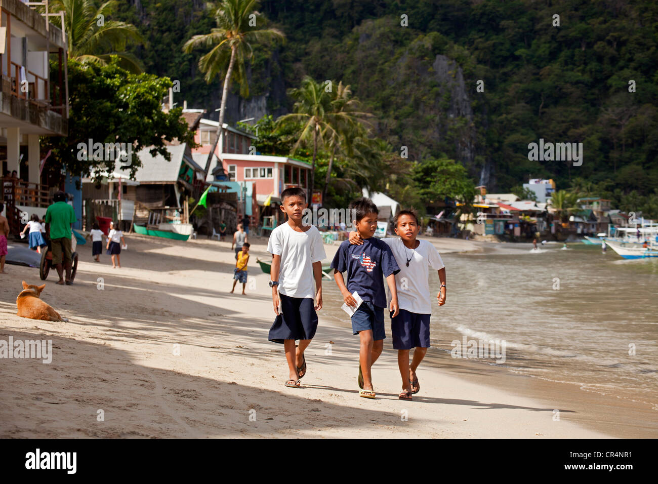 children at the beach in El Nido, Palawan, Philippines, Asia Stock Photo
