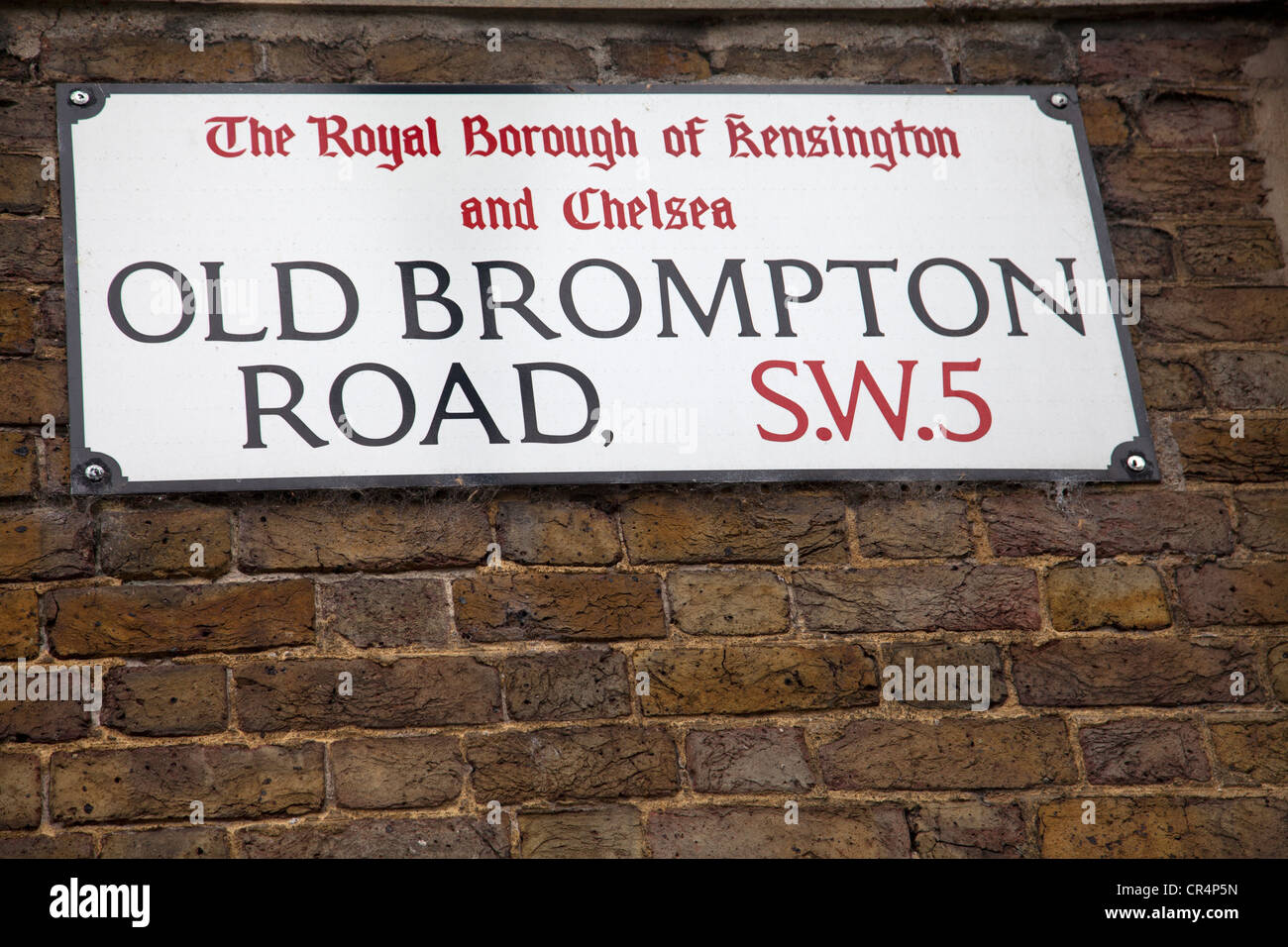 Old Brompton Rd Sign Stock Photo