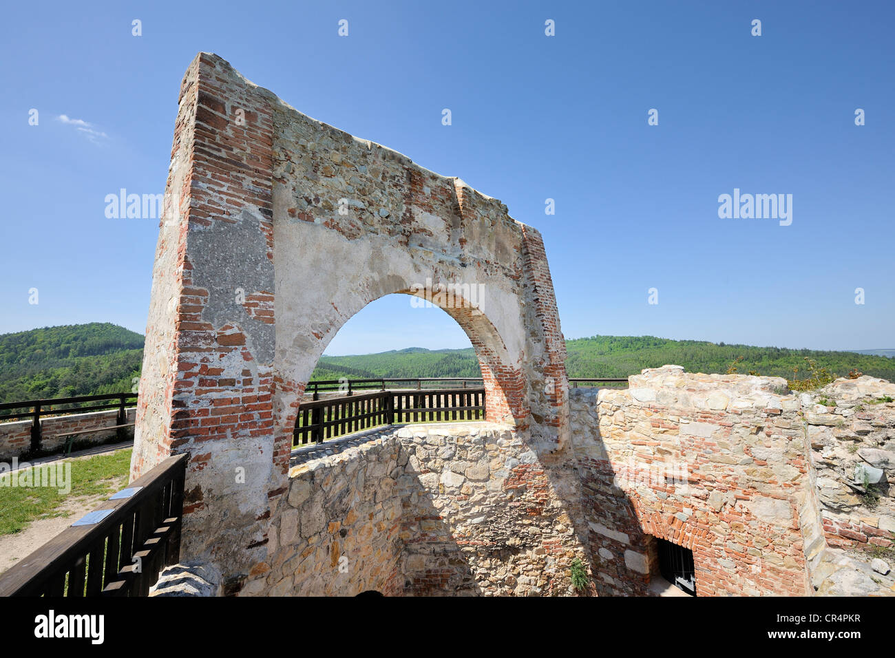 At the tower of Landsee castle ruins, Burgenland, Austria, Europe Stock Photo