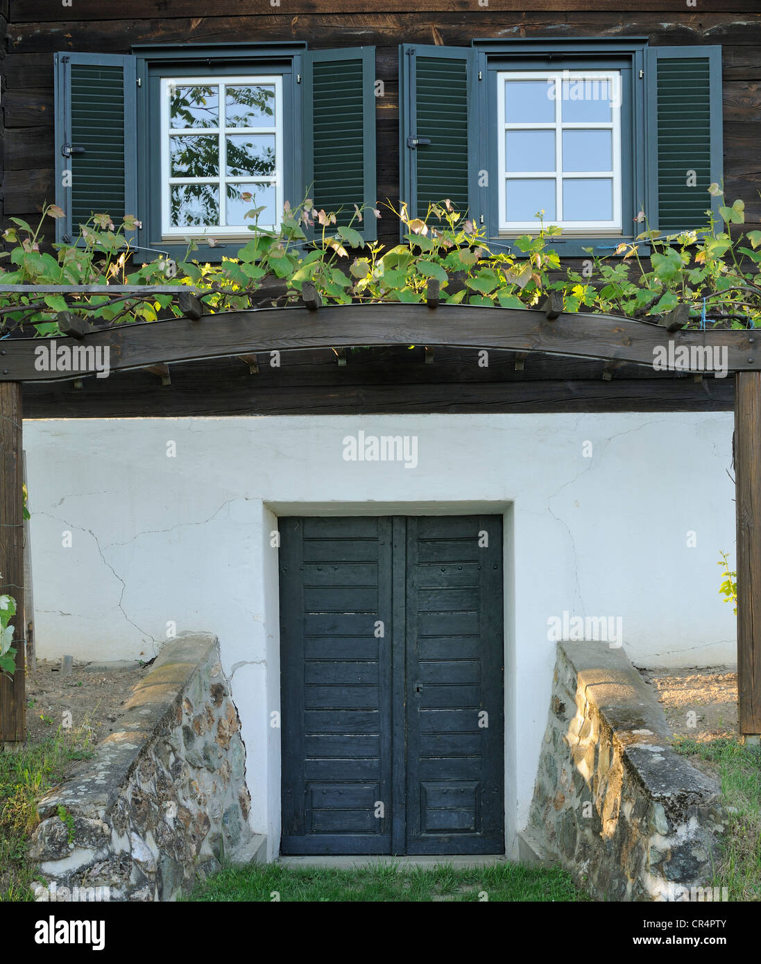 Wine grower's house, partial view, on Csaterberg mountain, Kohfidisch, Burgenland, Austria, Europe Stock Photo