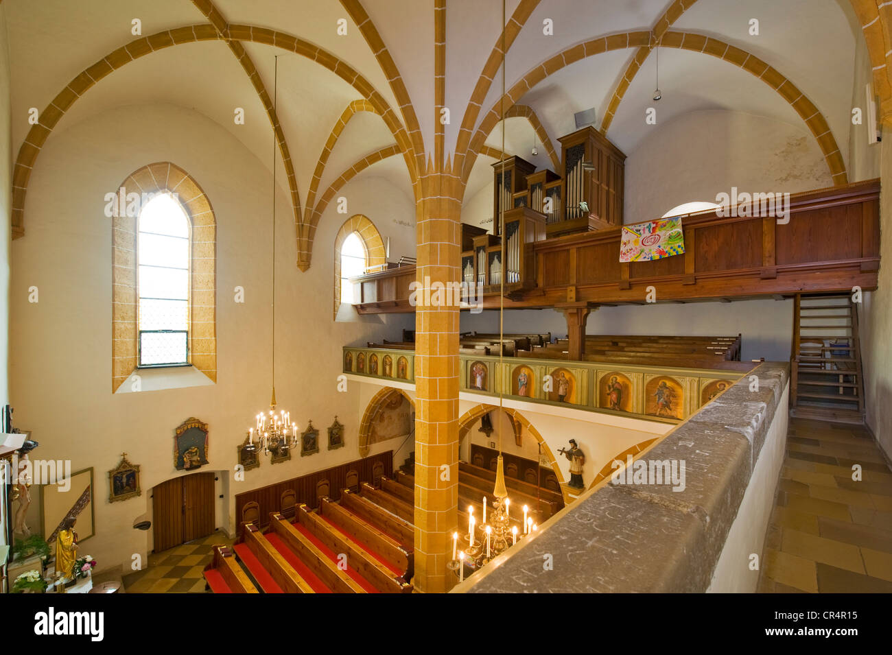 Two-aisled nave with a central column, Church of St. Vitus, Edlitz, Bucklige Welt, Lower Austria, Austria, Europe Stock Photo