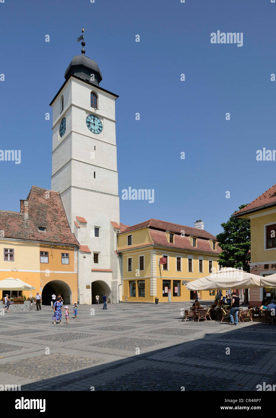 Old Town Hall tower, Sibiu, Romania, Europe Stock Photo