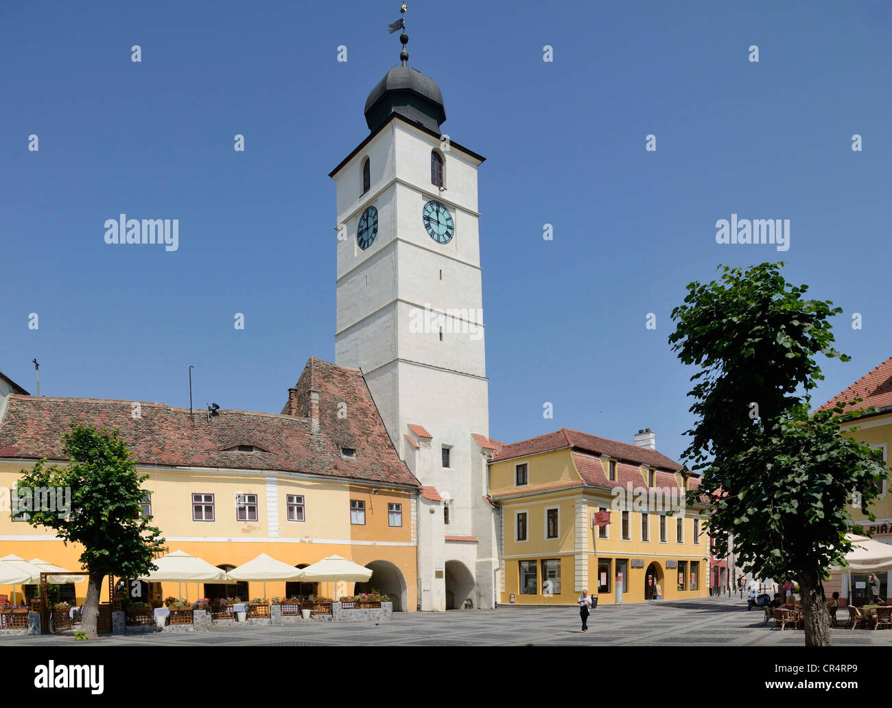 Old Town Hall tower, Sibiu, Romania, Europe Stock Photo