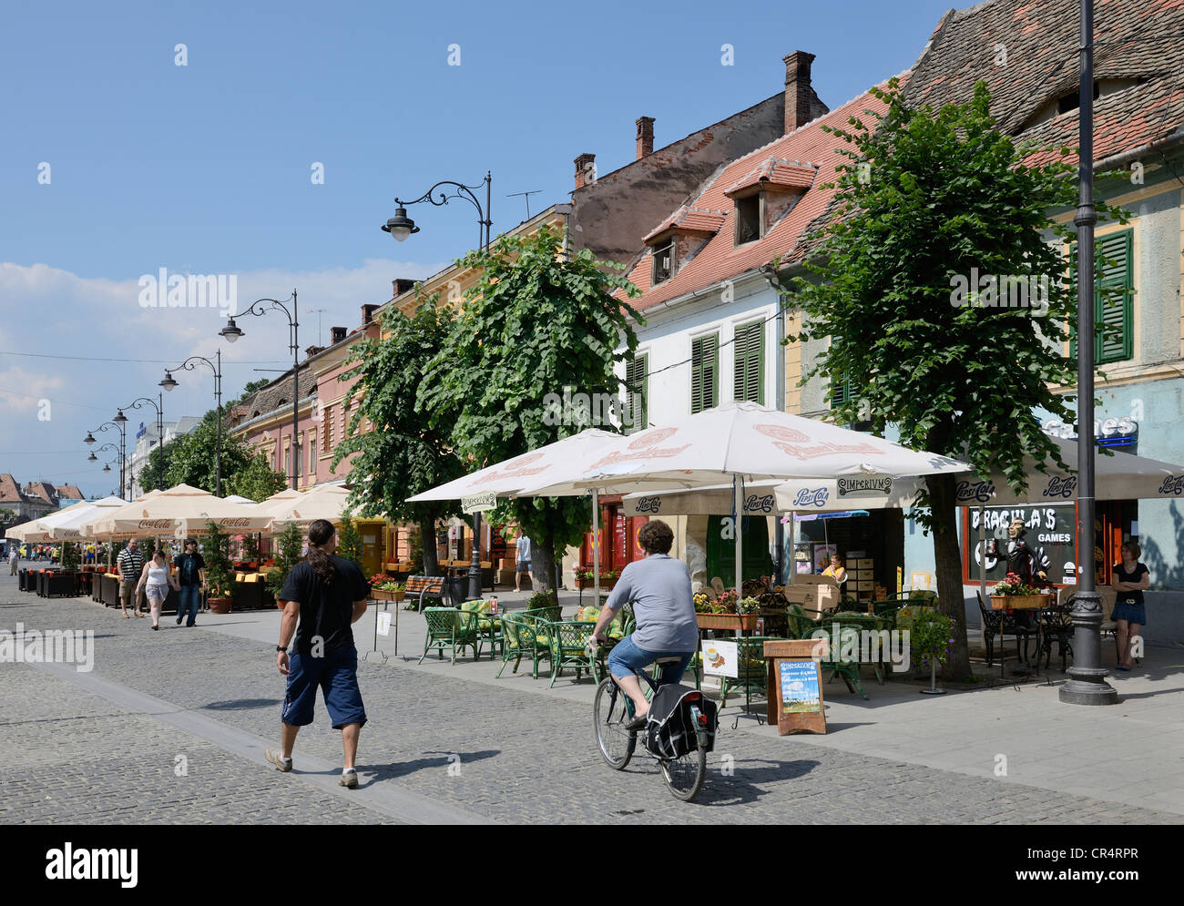 Pedestrian zone, Sibiu, Romania, Europe Stock Photo