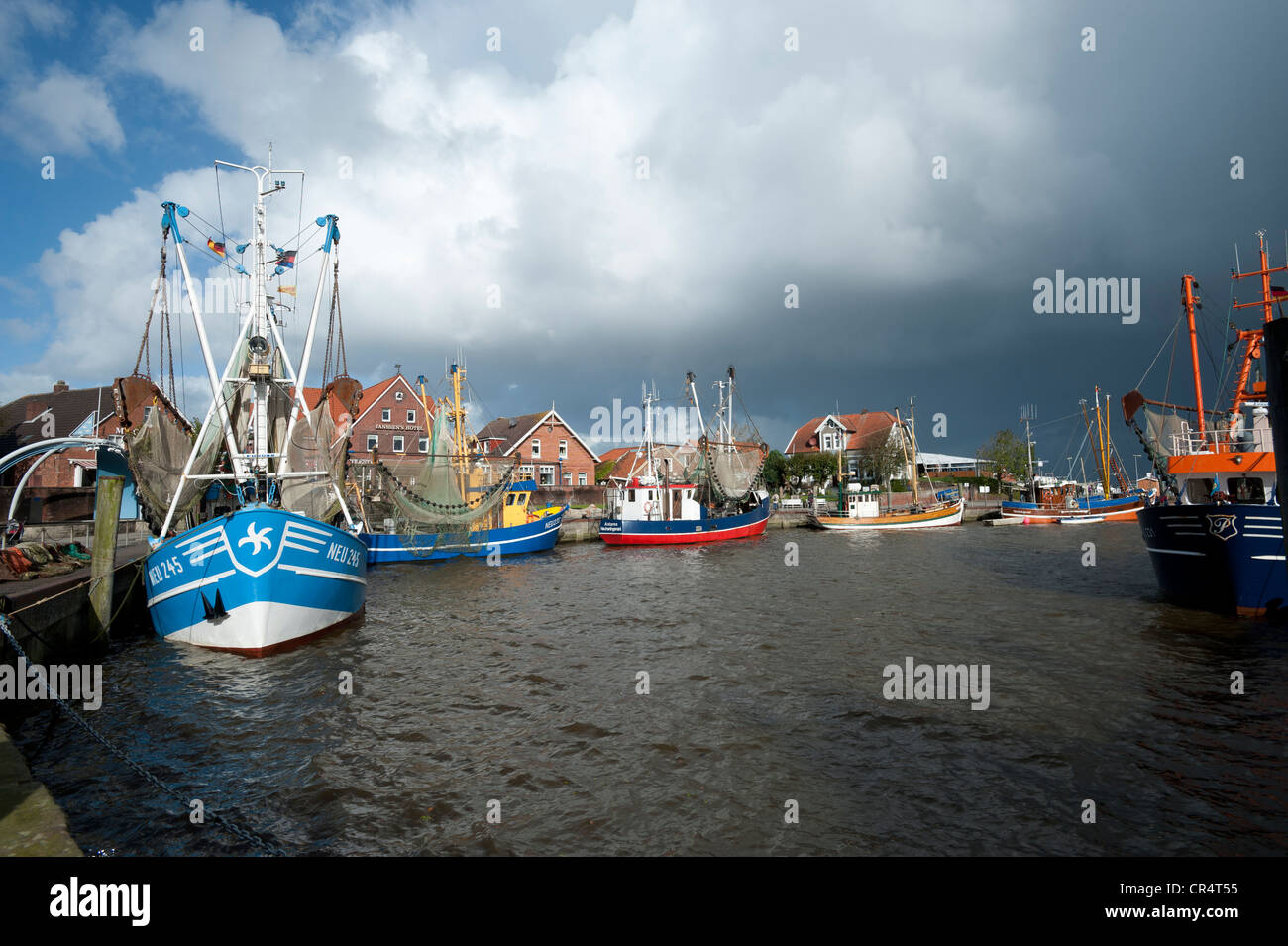 Port, Neuharlingersiel, East Frisia, Lower Saxony, Germany, Europe ...