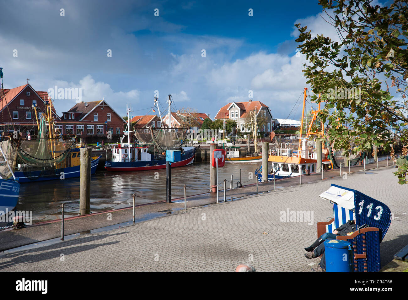 Port, Neuharlingersiel, East Frisia, Lower Saxony, Germany, Europe Stock Photo