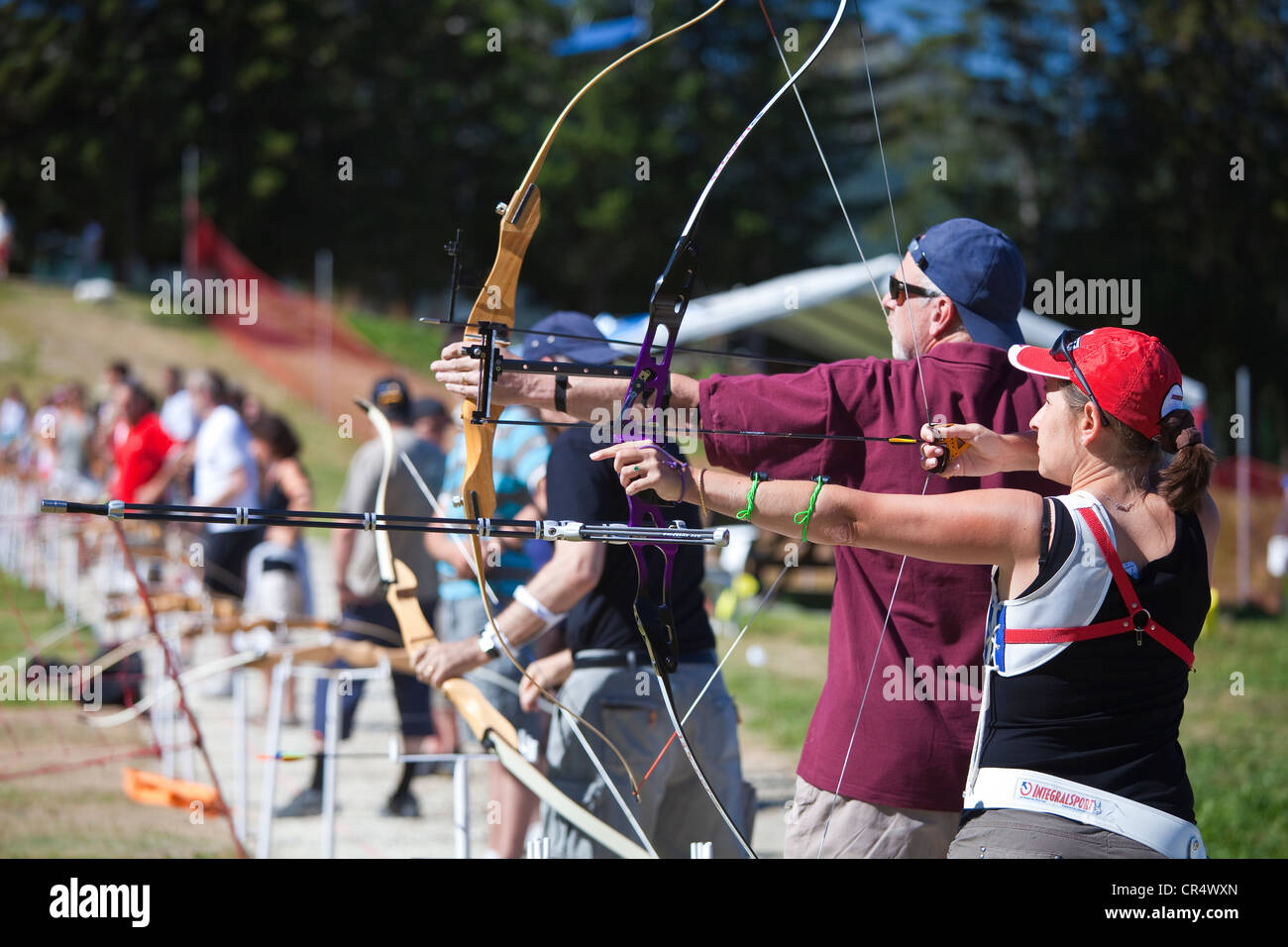 France, Savoie Les Arcs 1800, archery, massif de la Vanoise Stock Photo ...