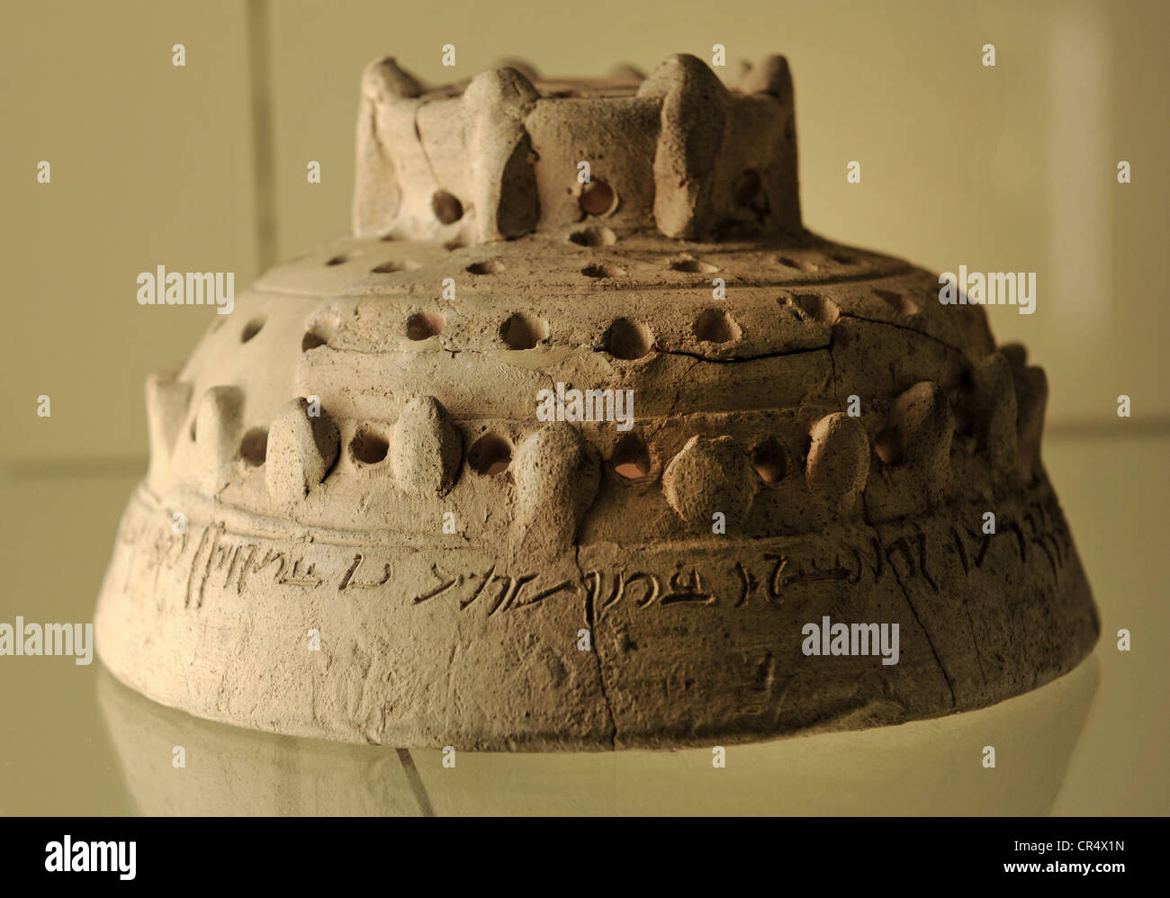 Mesopotamia. Ceramic lid of an incense burner with inscriptions written in Aramaic. Pergamon Museum. Berlin. Germany. Stock Photo