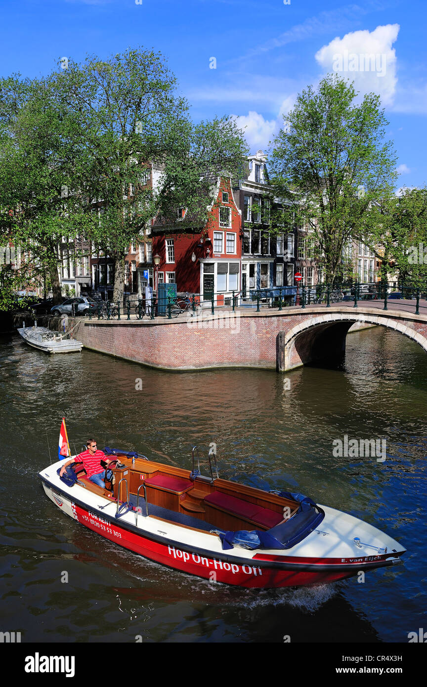 Netherlands, Amsterdam, boat on a canal Stock Photo