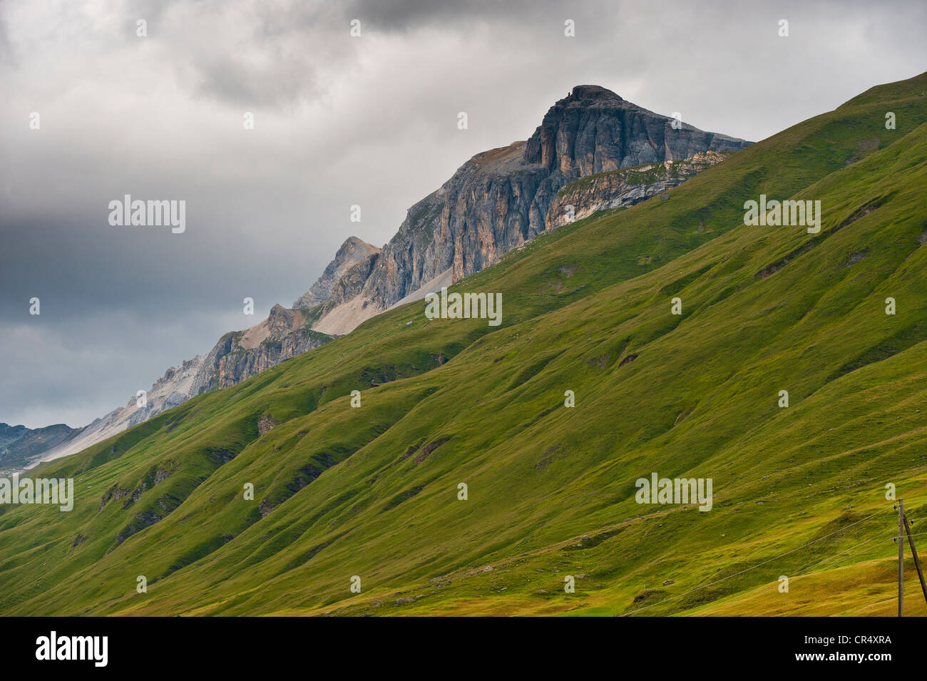 Middle and Inner Wissberg Mountains, Avers Valley, Aversertal, Grisons, Switzerland, Europe Stock Photo