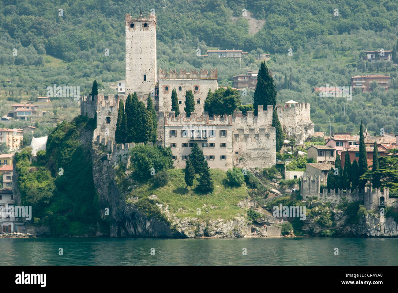 Castello Scaligero in Malcesine Lake Garda from the lake Stock Photo