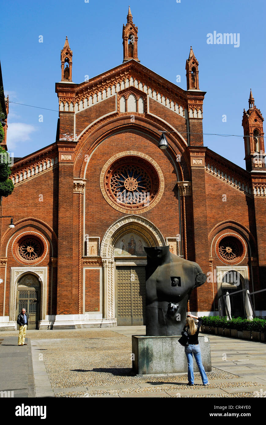 Italy, Lombardy, Milan, Brera District, Piazza del Carmine, Santa Maria del Carmine Church in the background Stock Photo