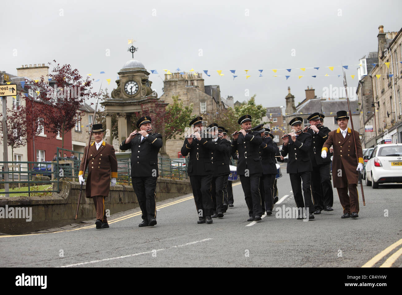 Halberdiers & the Drum & Fife band signal the start of Hawick CommonRiding festival in the