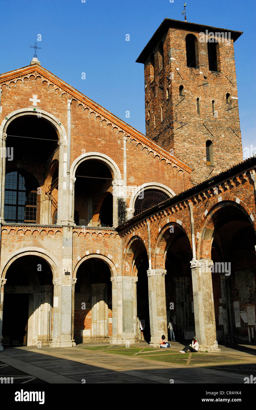 Italy, Lombardy, Milan, Basilica of Sant'Ambrogio (St. Ambrose), one of the most representative monuments of the Romanesque Stock Photo