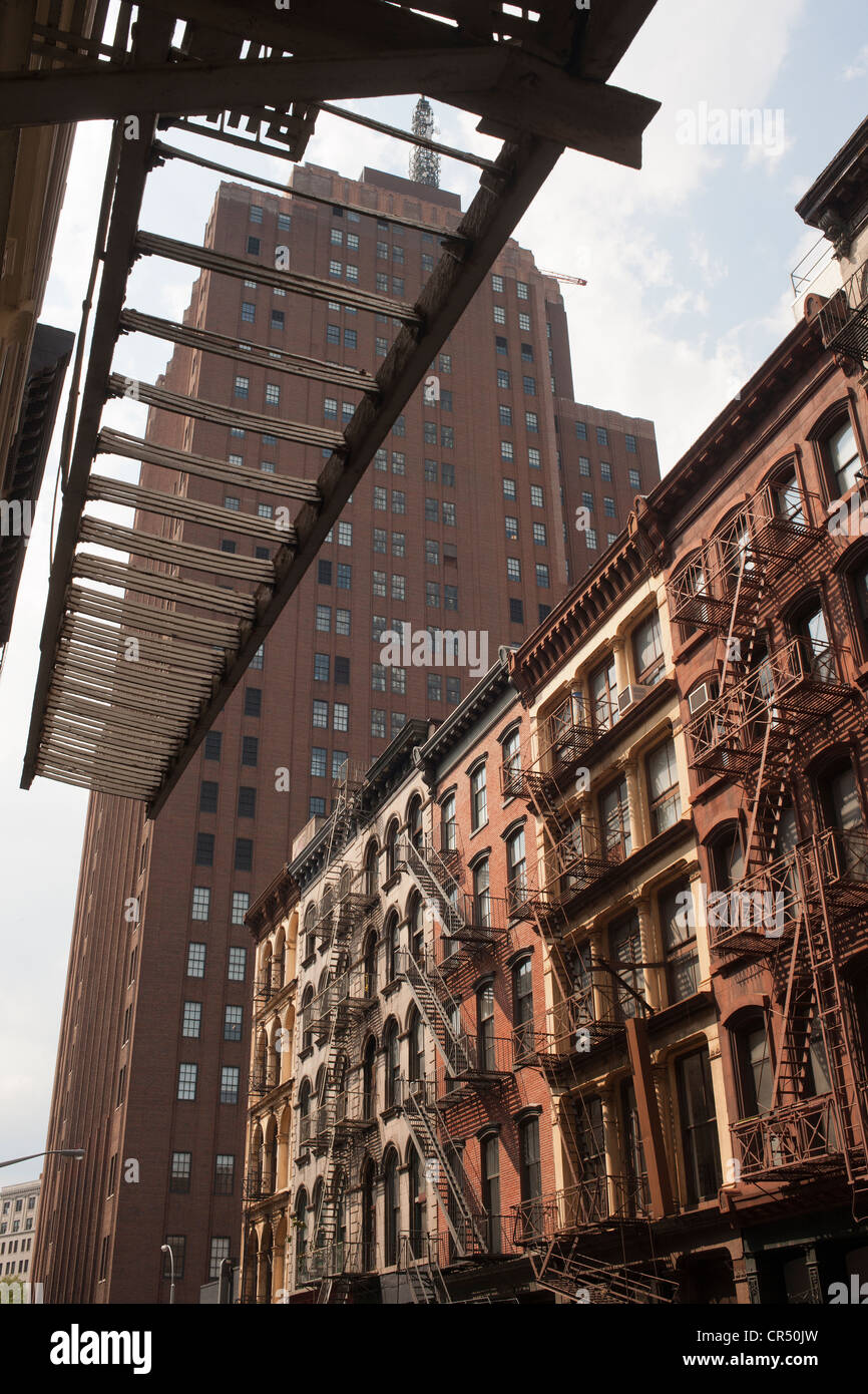Cast iron and brick facade buildings in the New York neighborhood of Tribeca Stock Photo
