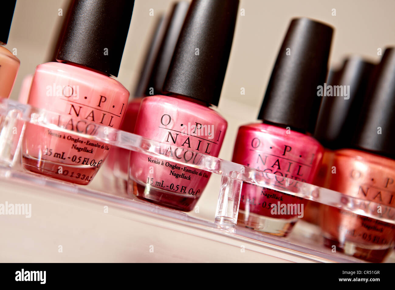 Nail Varnish bottles pictured at a beauty salon Stock Photo Alamy