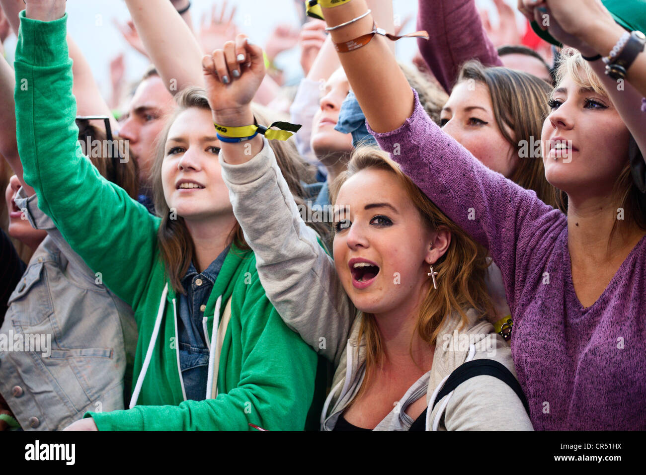 Front Row during Rizzle Kicks at Evolution Festival 2012 at Spillers Wharf in Newcastle upon Tyne 4 June 2012 Stock Photo