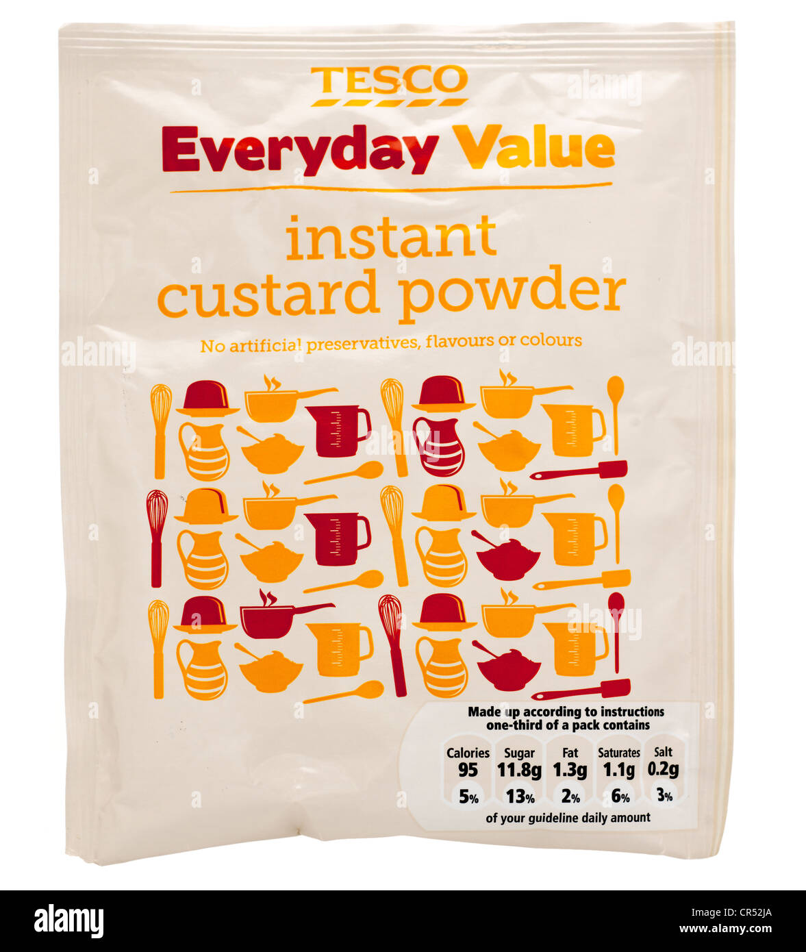 Packet of Tesco instant custard powder Stock Photo