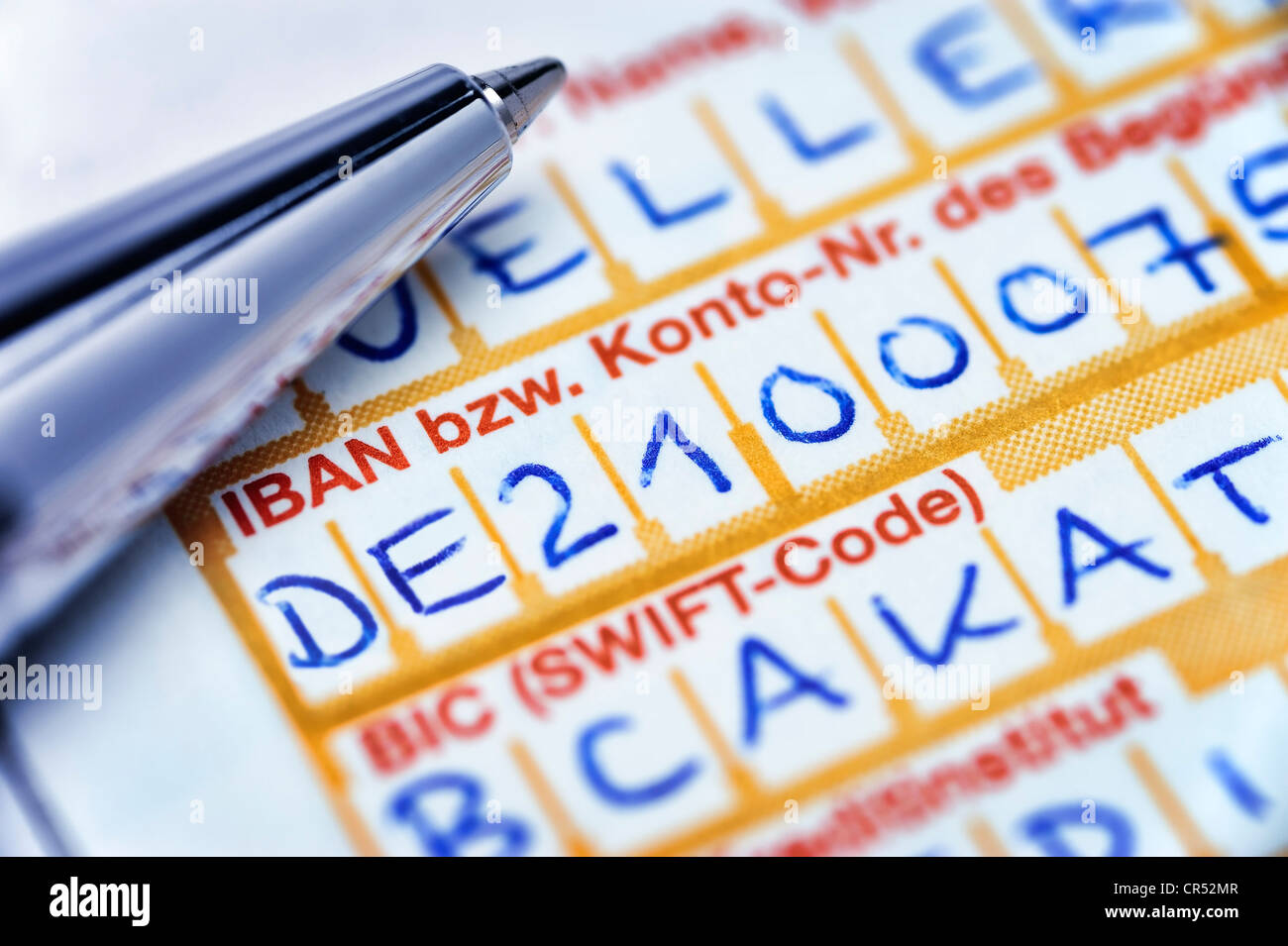 IBAN and BIC SWIFT code on a bank transfer form Stock Photo - Alamy