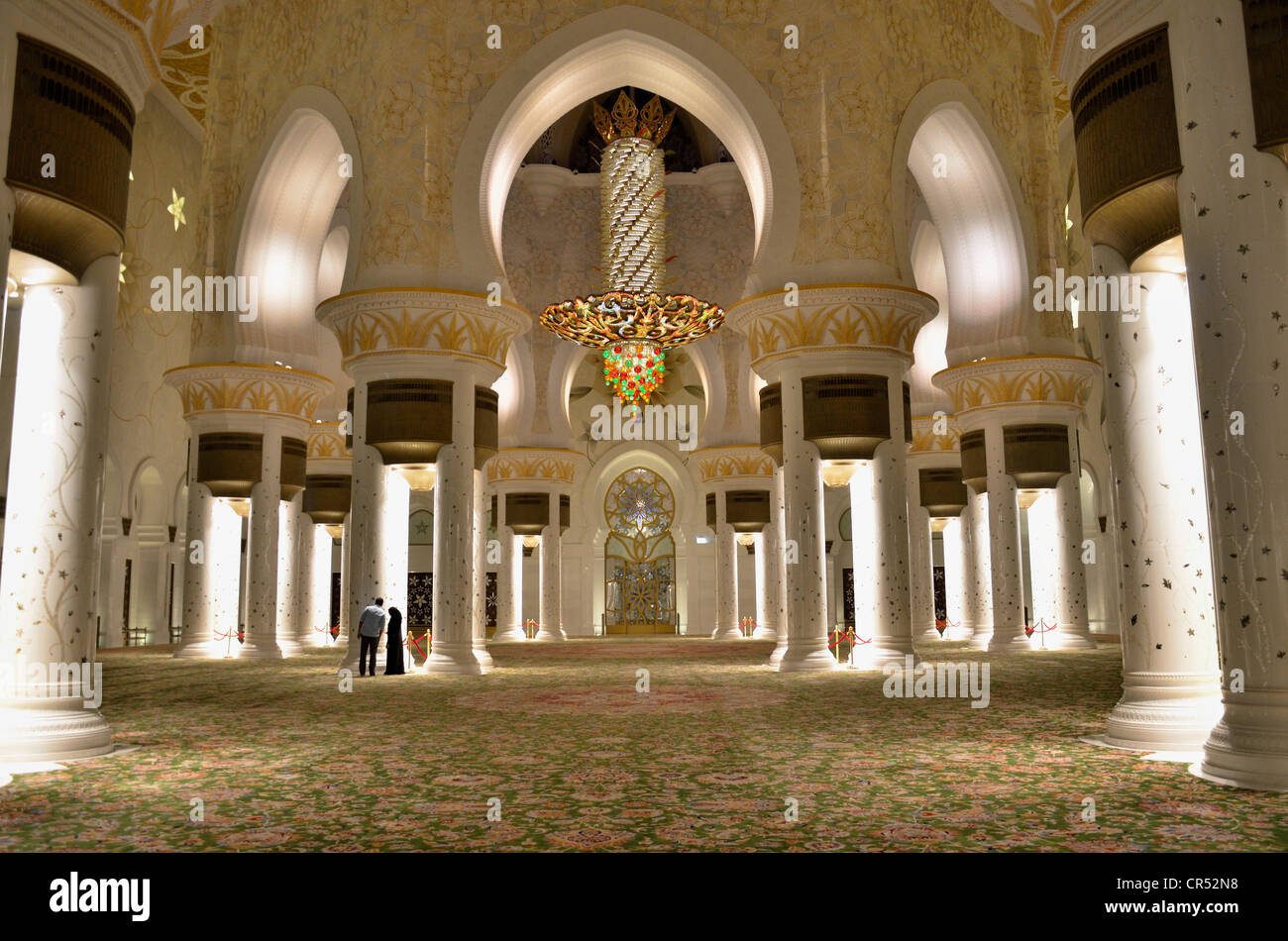 Prayer hall of the Sheikh Zayed Mosque, Abu Dhabi, United Arab Emirates, Arabian Peninsula, Asia Stock Photo
