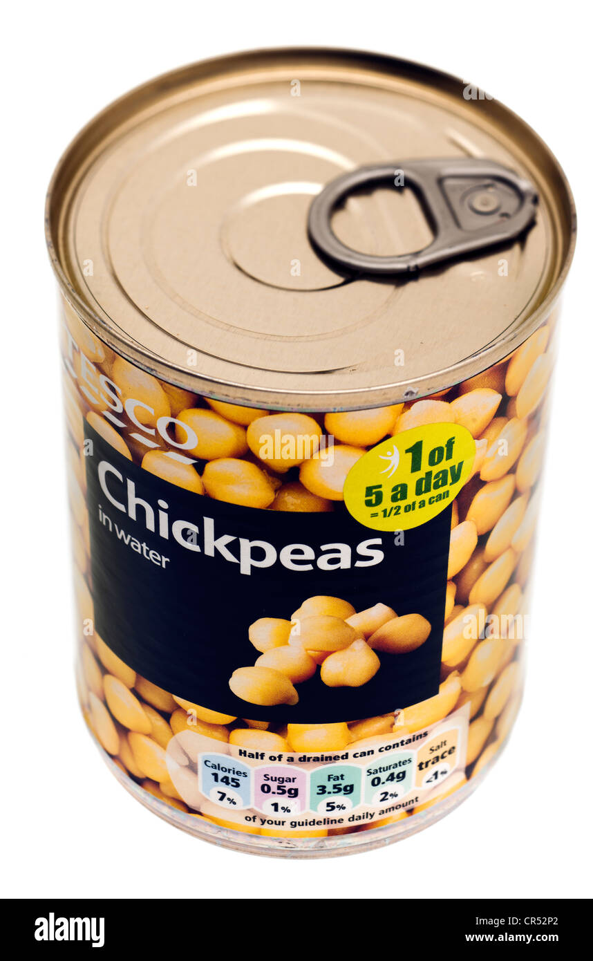 Can of Tesco chickpeas in water Stock Photo Alamy
