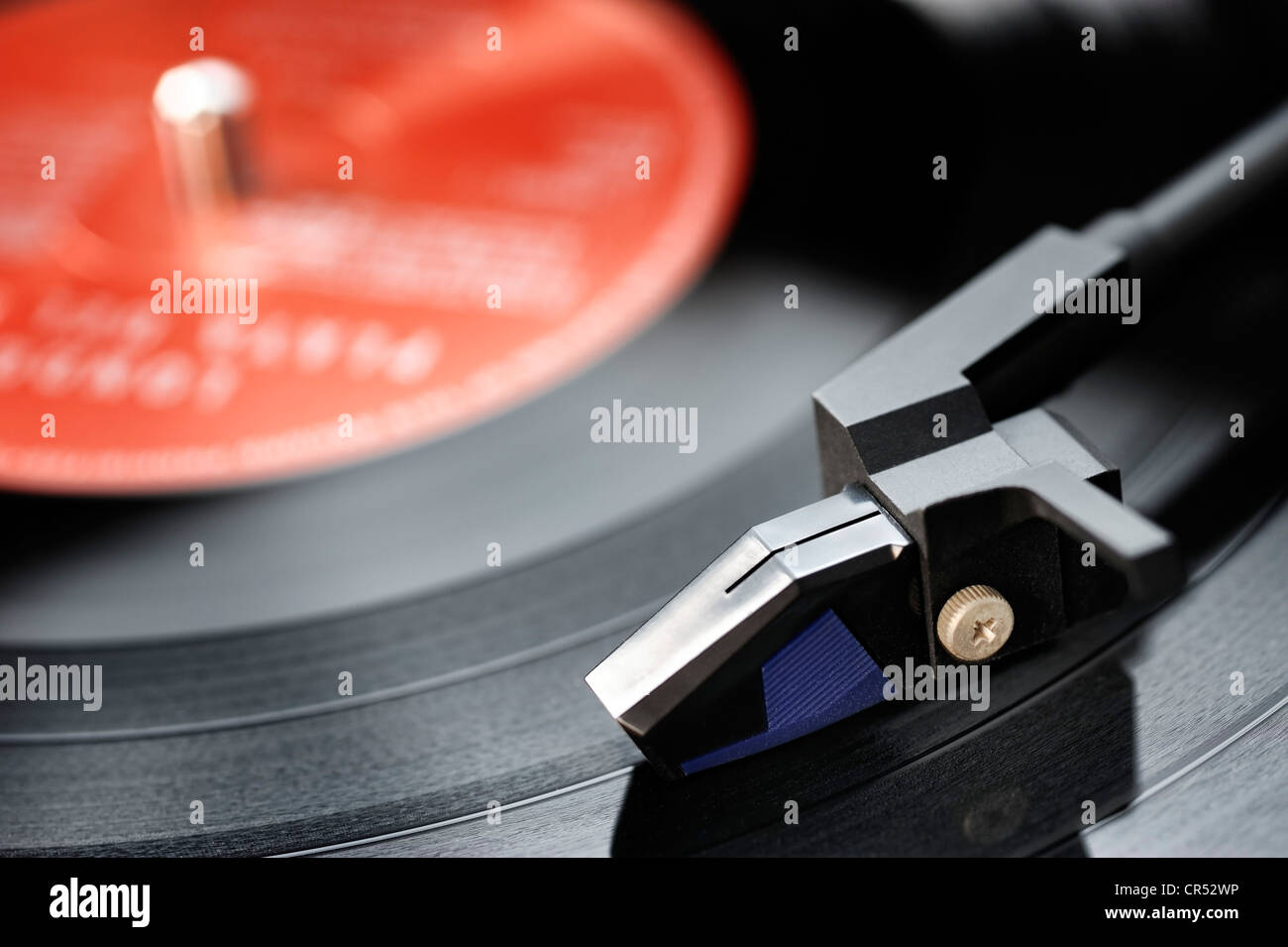 Turntable playing an LP record Stock Photo