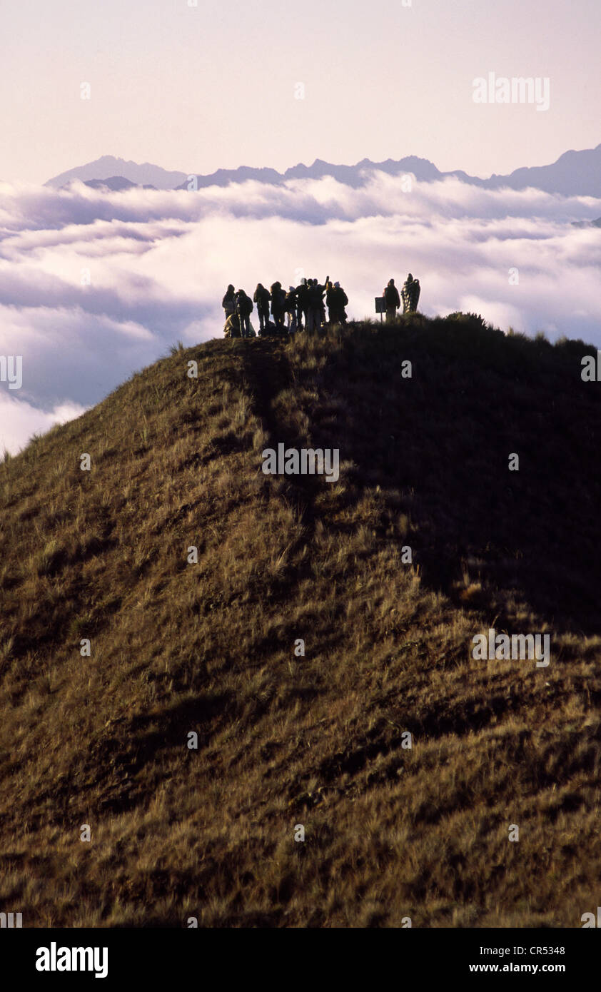 Tourists watching sunrise at 'Tres Cruces' where the Andes meet the Amazon.  Cuzco Department, Peru Stock Photo - Alamy