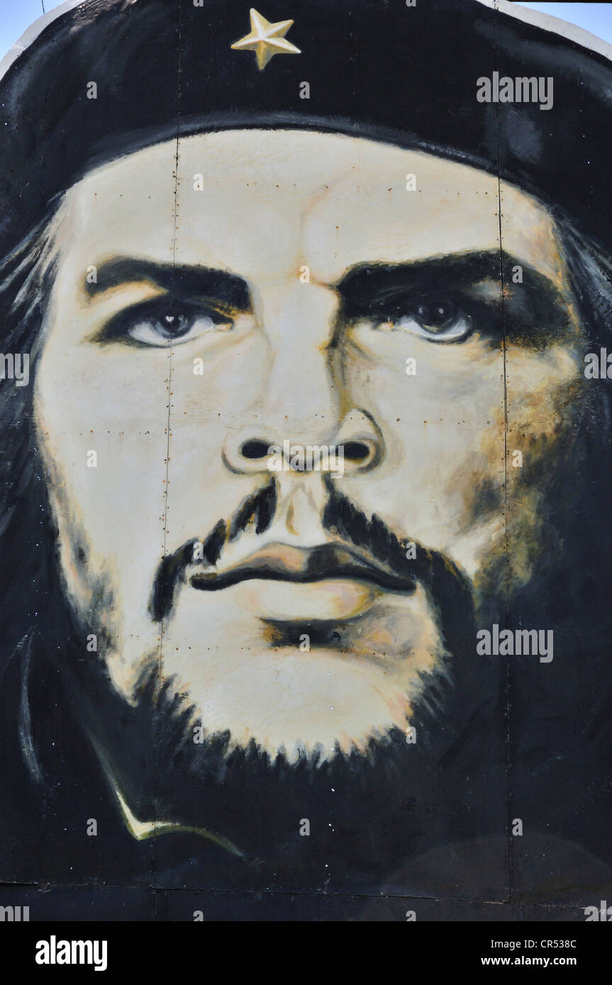 Revolutionary propaganda, portrait of Ernesto 'Che' Guevara, Las Tunas, Cuba, Caribbean Stock Photo