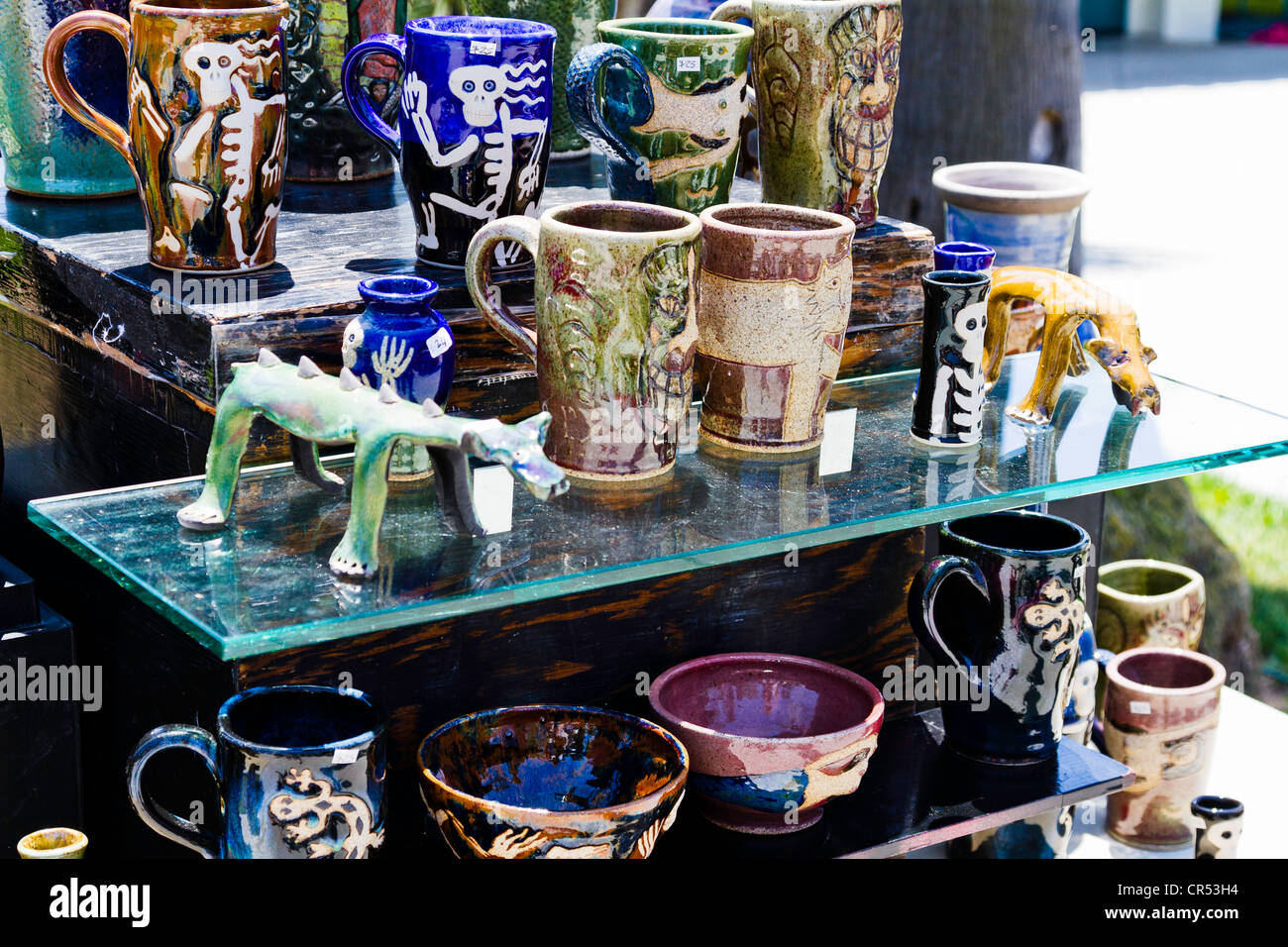 Pottery display at arts and crafts show in "Santa Barbara" California