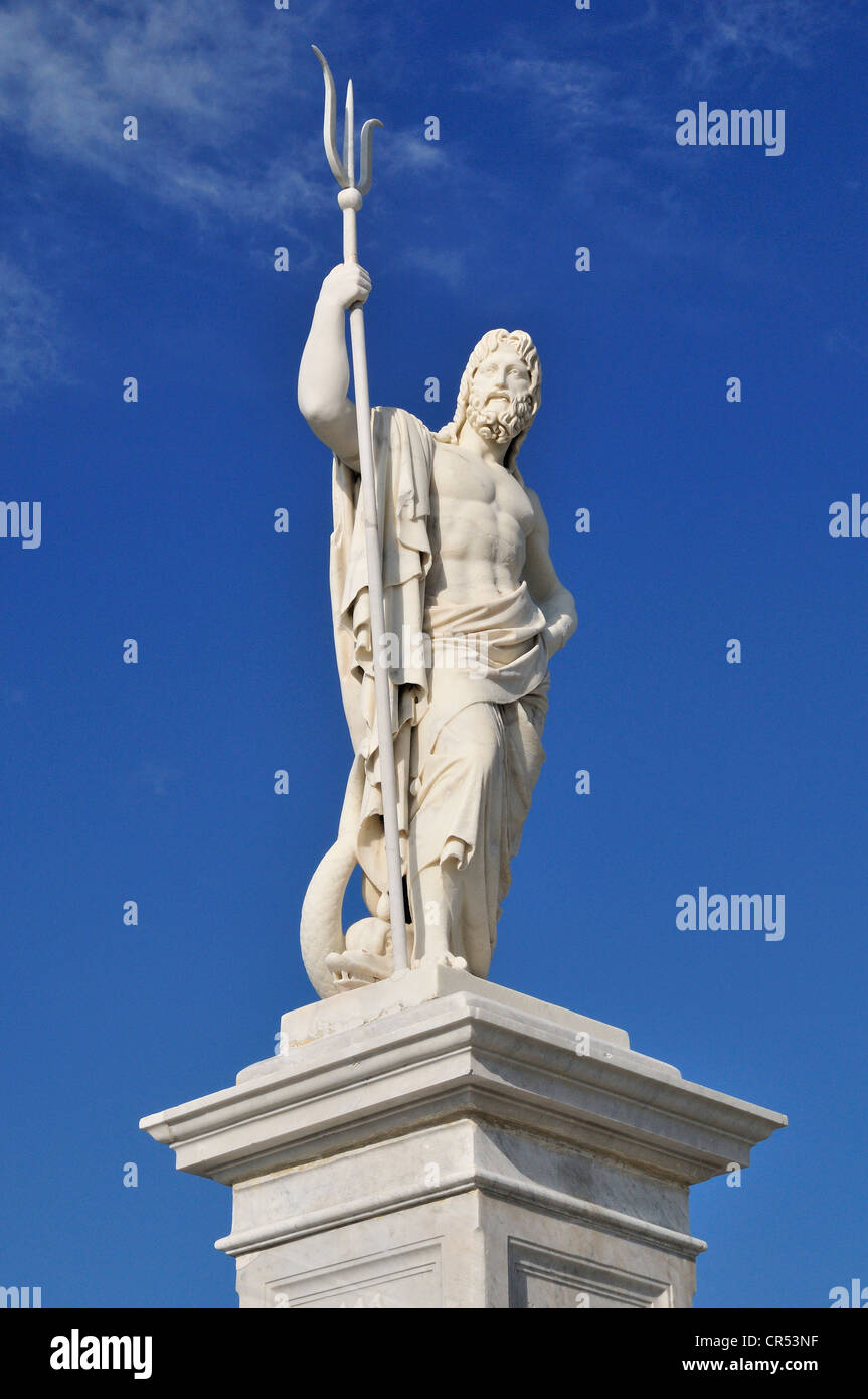 Neptune statue on the Malecon esplanade in Havana, Cuba, Caribbean Stock Photo