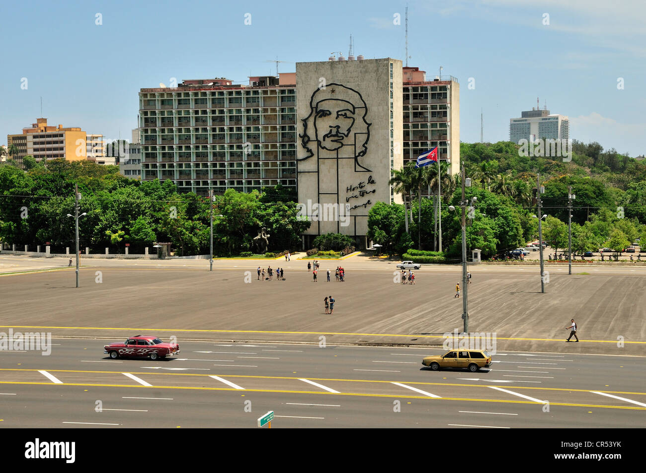 Depiction of Ernesto 'Che' Guevara on the facade of the interior ministry, Plaza de la Revolucion square, Havana, Cuba Stock Photo