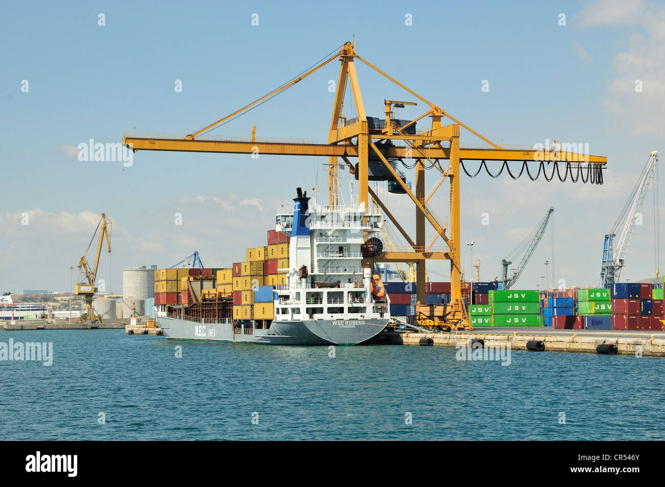 Spanish Container Ship Container ship in the port of Alicante, Costa Blanca, Spain, Europe ...