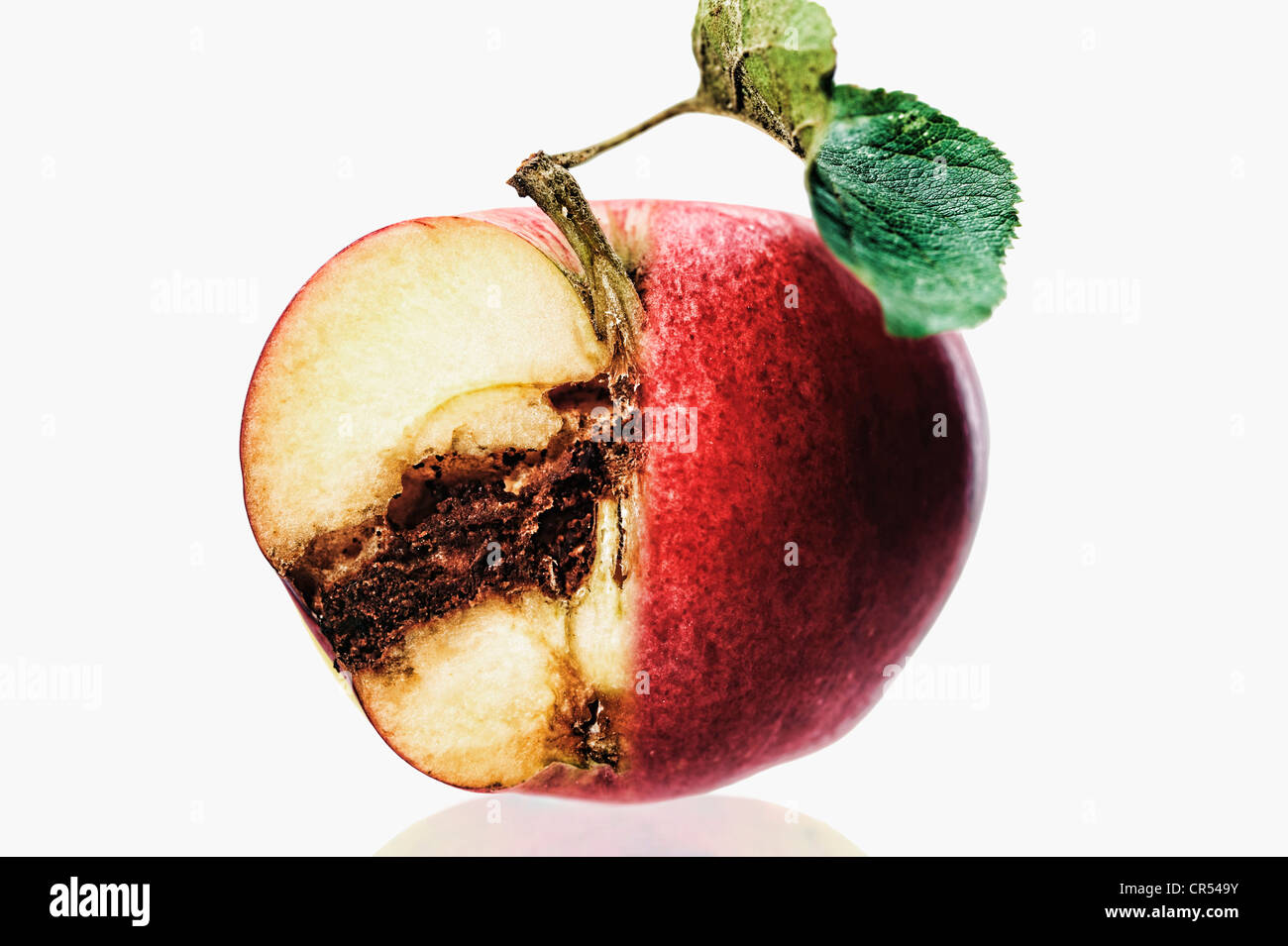 Cut Apple Rotten Inside Stock Photo Alamy