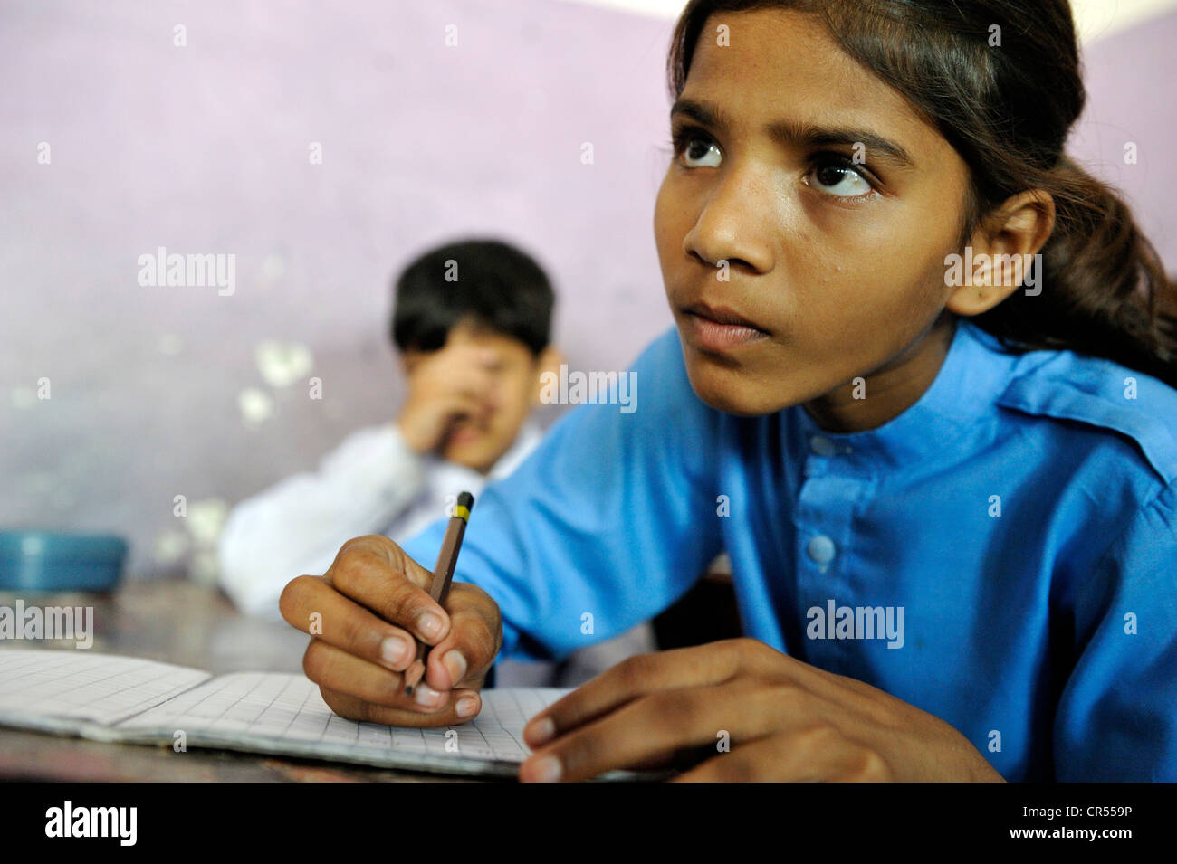 Girl in a school of the Christian community in Lahore, Punjab, Pakistan, Asia Stock Photo