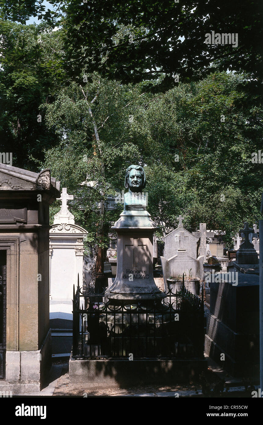 Balzac, Honore de  20.5.1799 - 18.8.1850, french Author / writer, his grave at the cemetery Pere Lachaise, Paris, Stock Photo