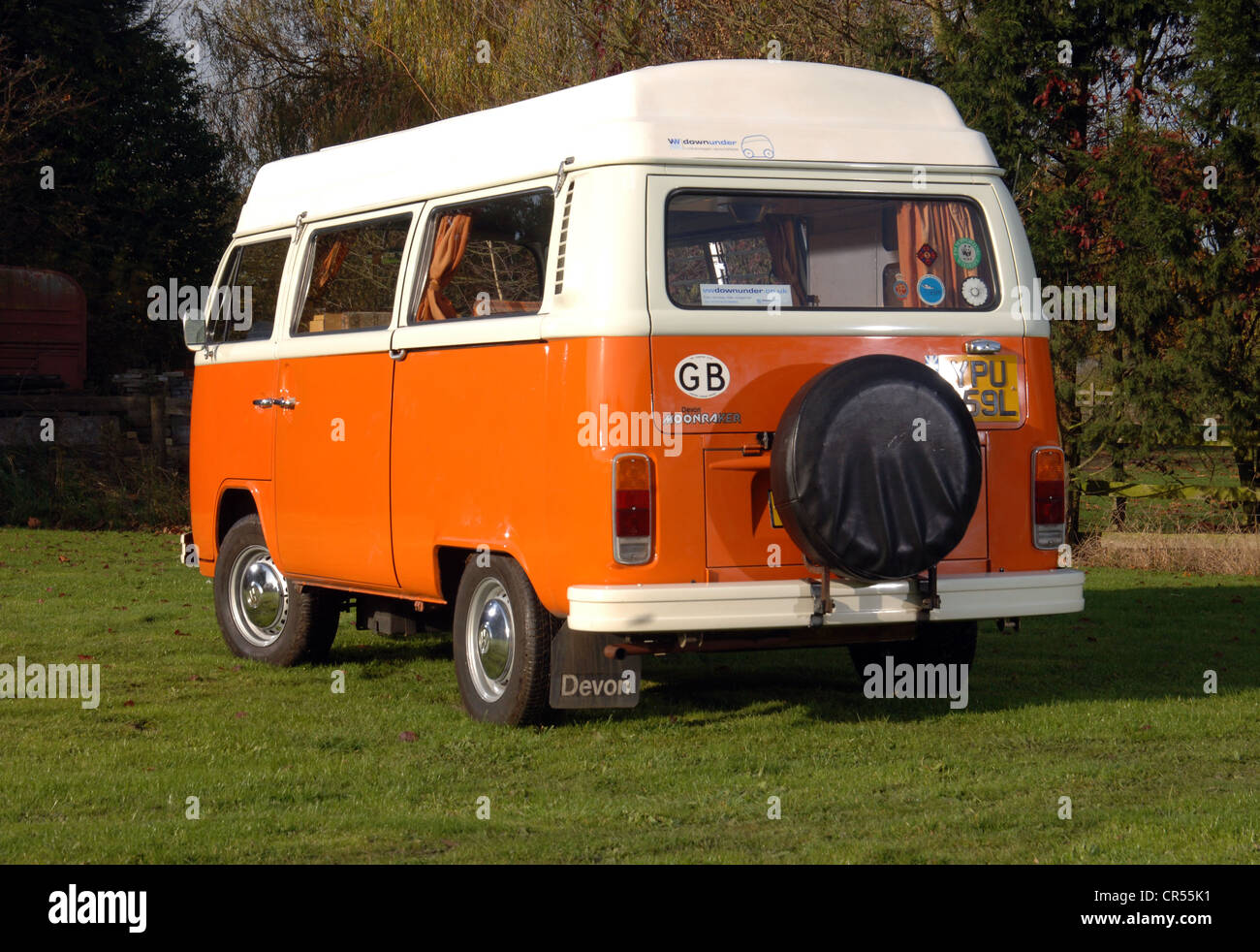 Bay WIndow VW Volkswagen camper van, micro bus Stock Photo